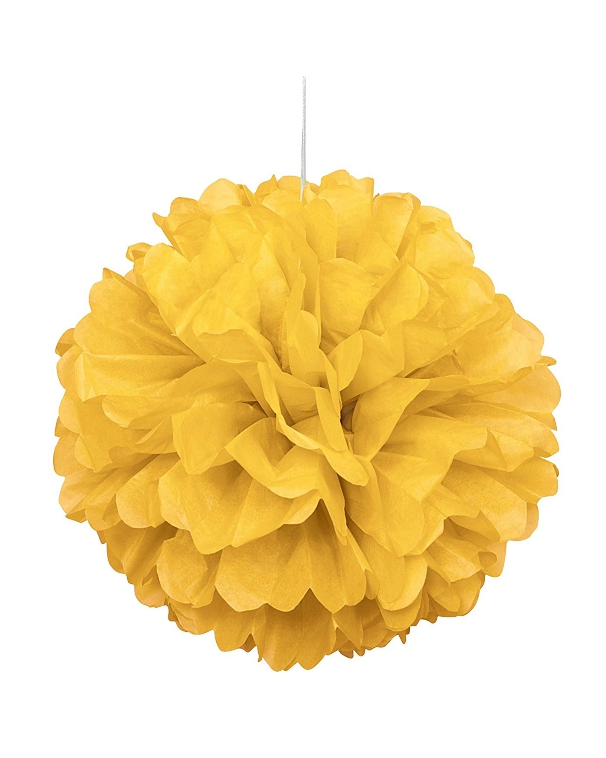 1 Unique 40cm Tissue Paper Puff Ball - Yellow, 1 of 2