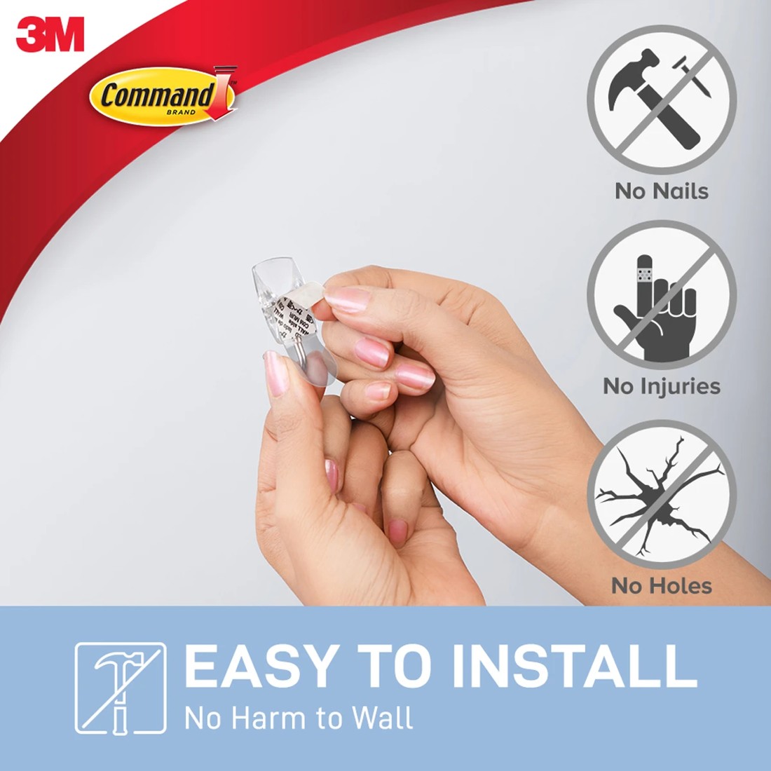 4 3M Command Hooks and Strips- Clear, Set of 3, 4 of 6