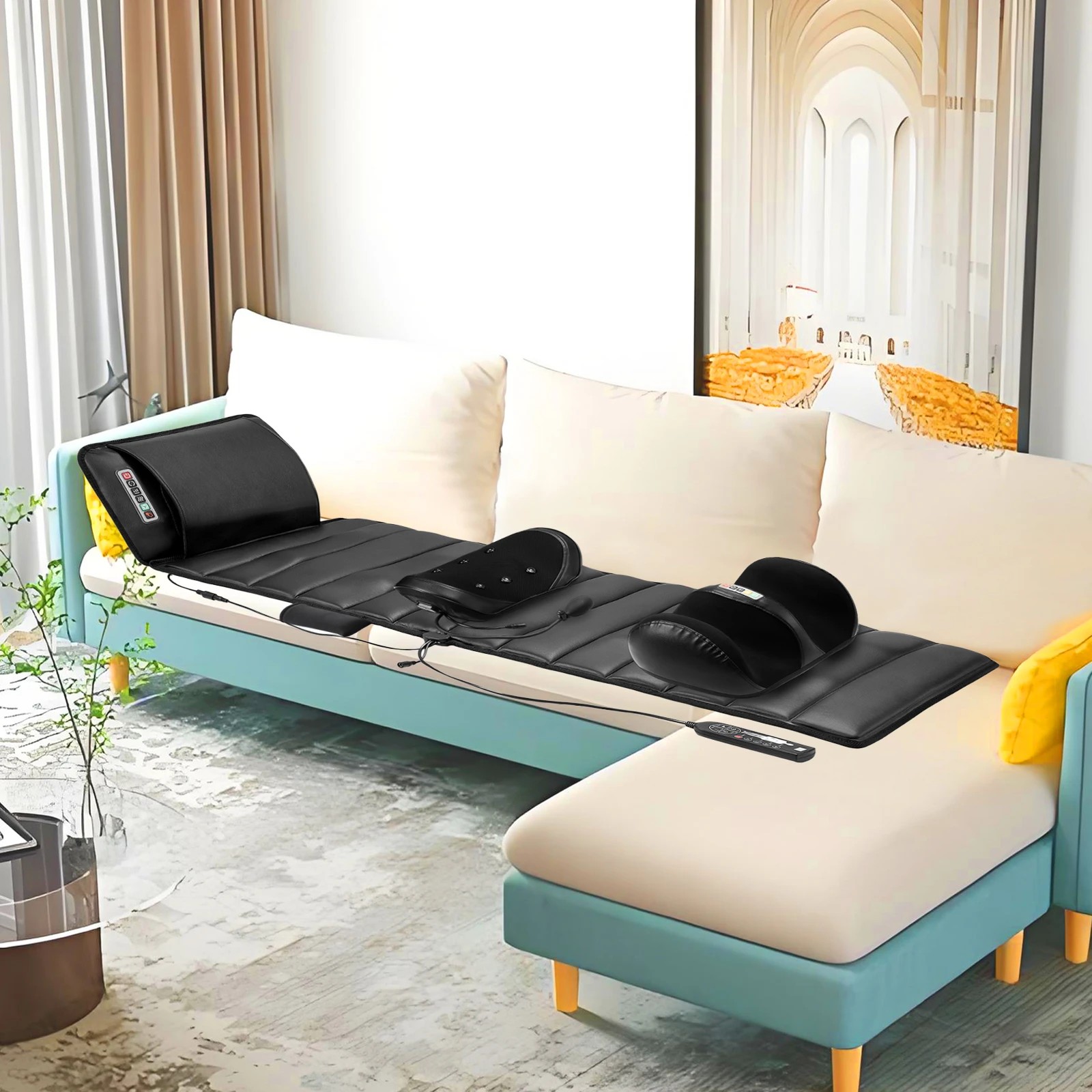 7 HOMASA Full Body Massage Mat Heated Foot Back Massager Shiatsu Vibration Lumbar Support Neck Leg Relax Electric Heating, 7 of 7