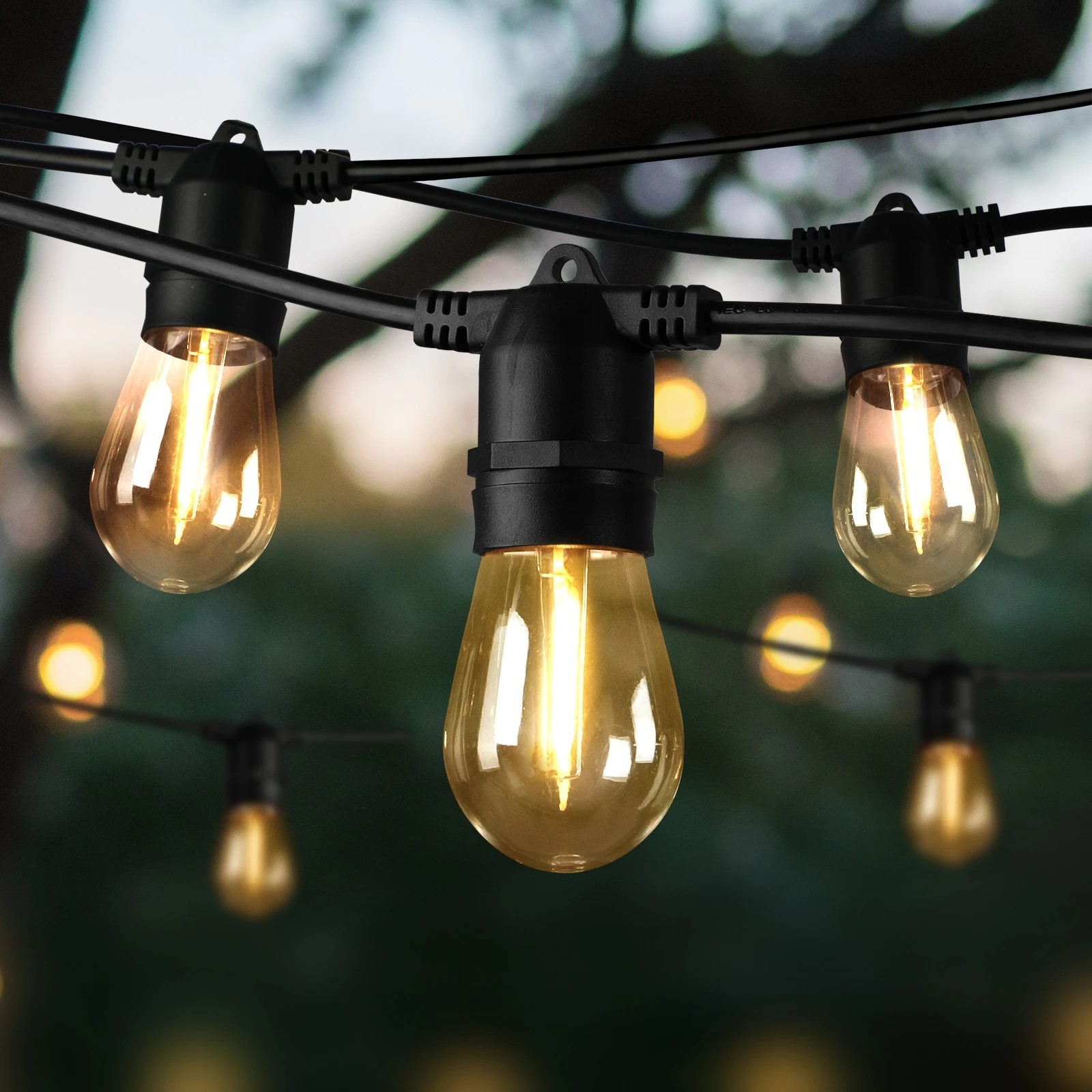 3 Mazam 90M LED Outdoor Festoon String Lights - Black, 3 of 10