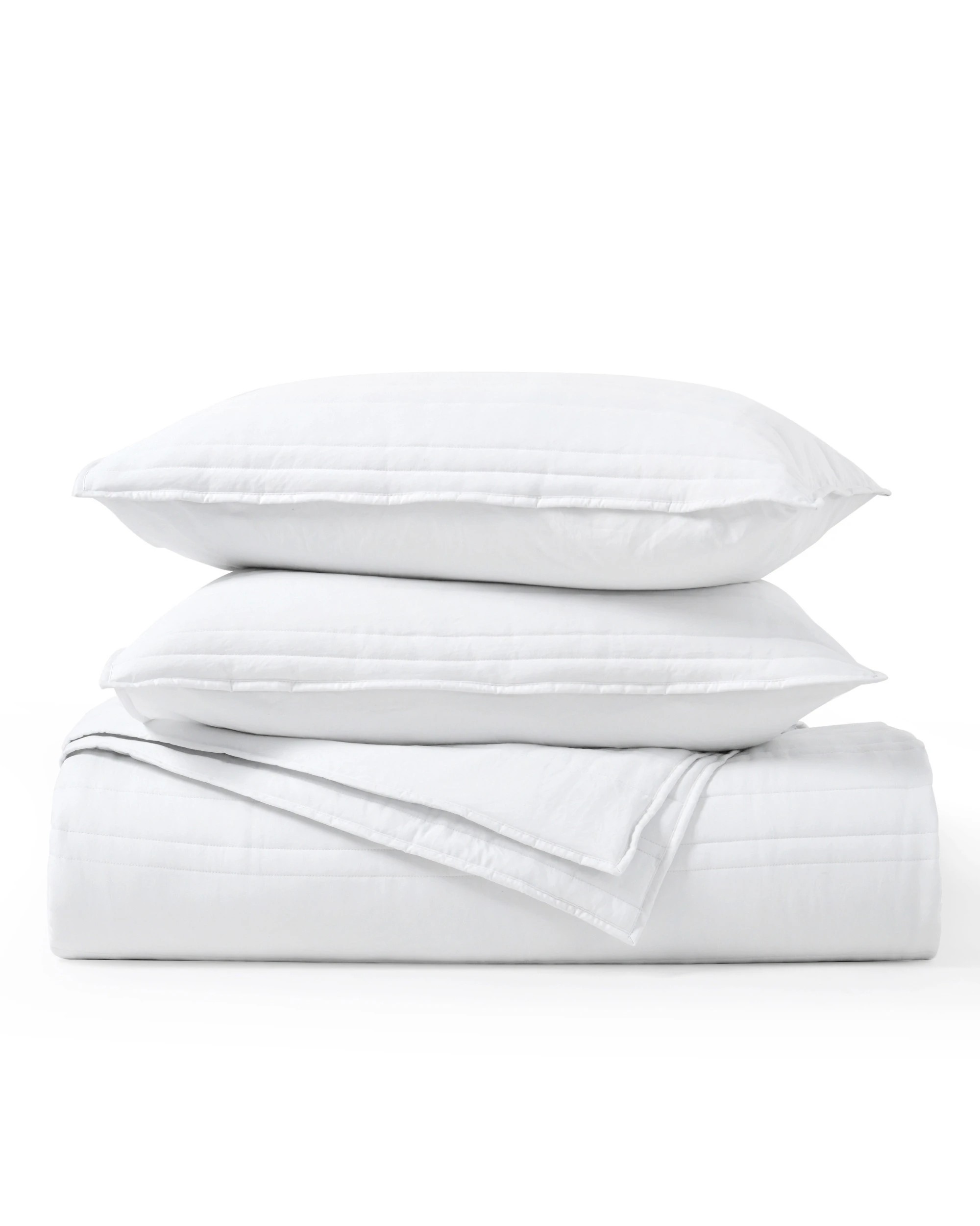 4 Dreamaker Superfine Washed Microfibre Stripe Quilted Coverlet Set - Queen/King - White, 4 of 7