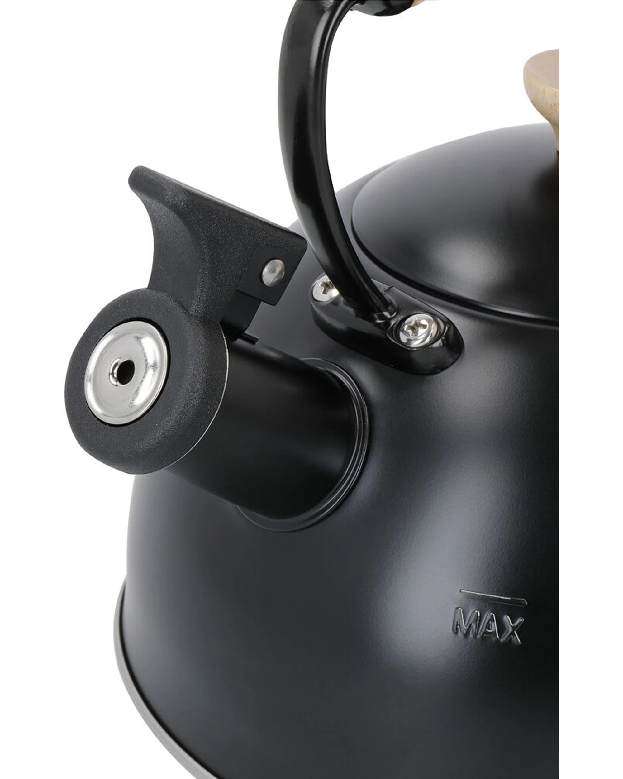 3 La Cafetiere Stovetop Whistling Tea Kettle 1.6L Beechwood Handle - Black, 3 of 9