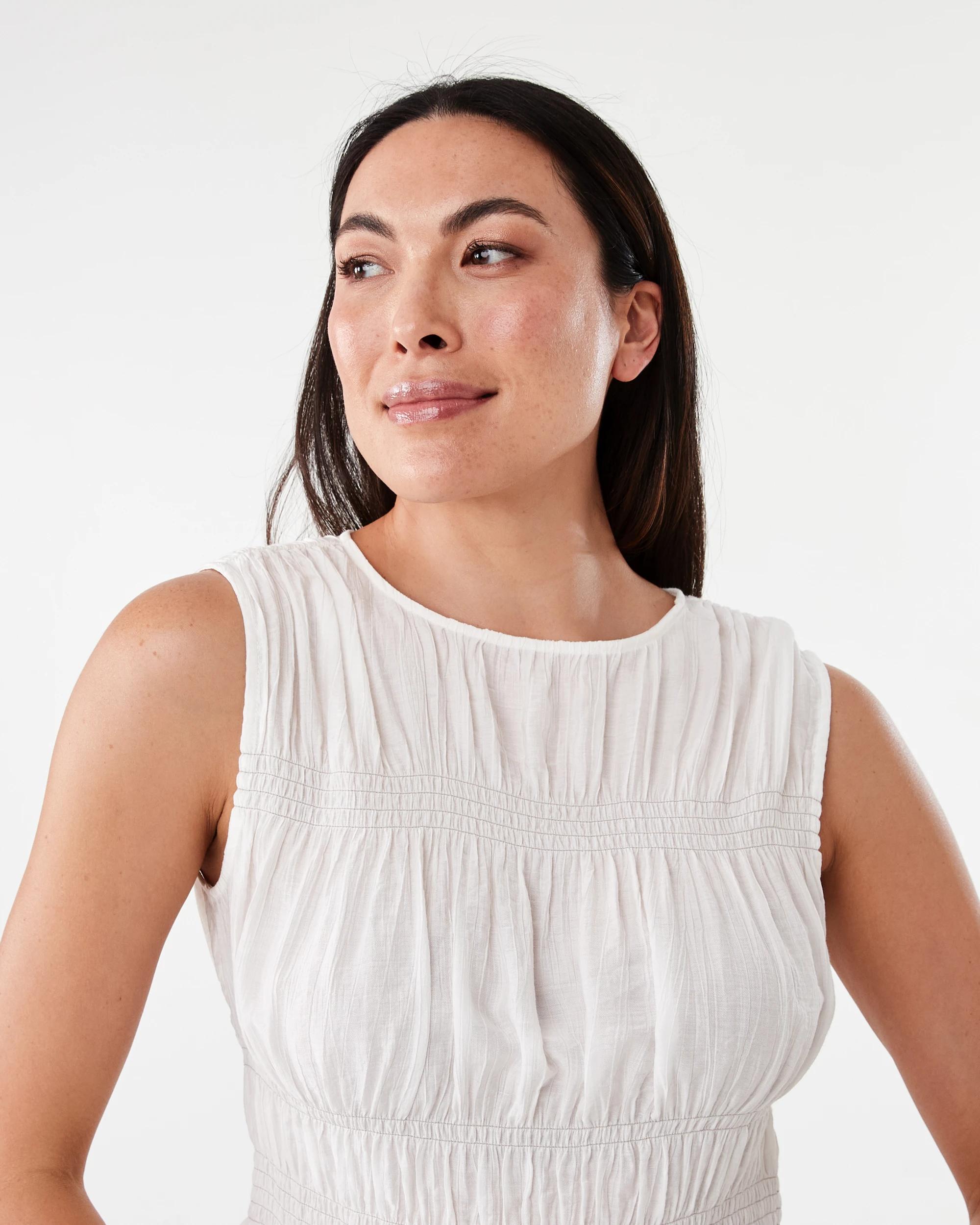 4 Sleeveless Shirred Detail Top Cld White, 4 of 6