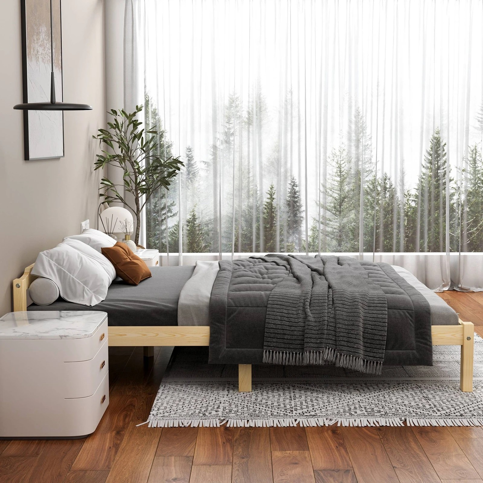 4 Alfordson Bed Frame Wooden Timber King Size Mattress Base Platform Beatrix - Natural, 4 of 10