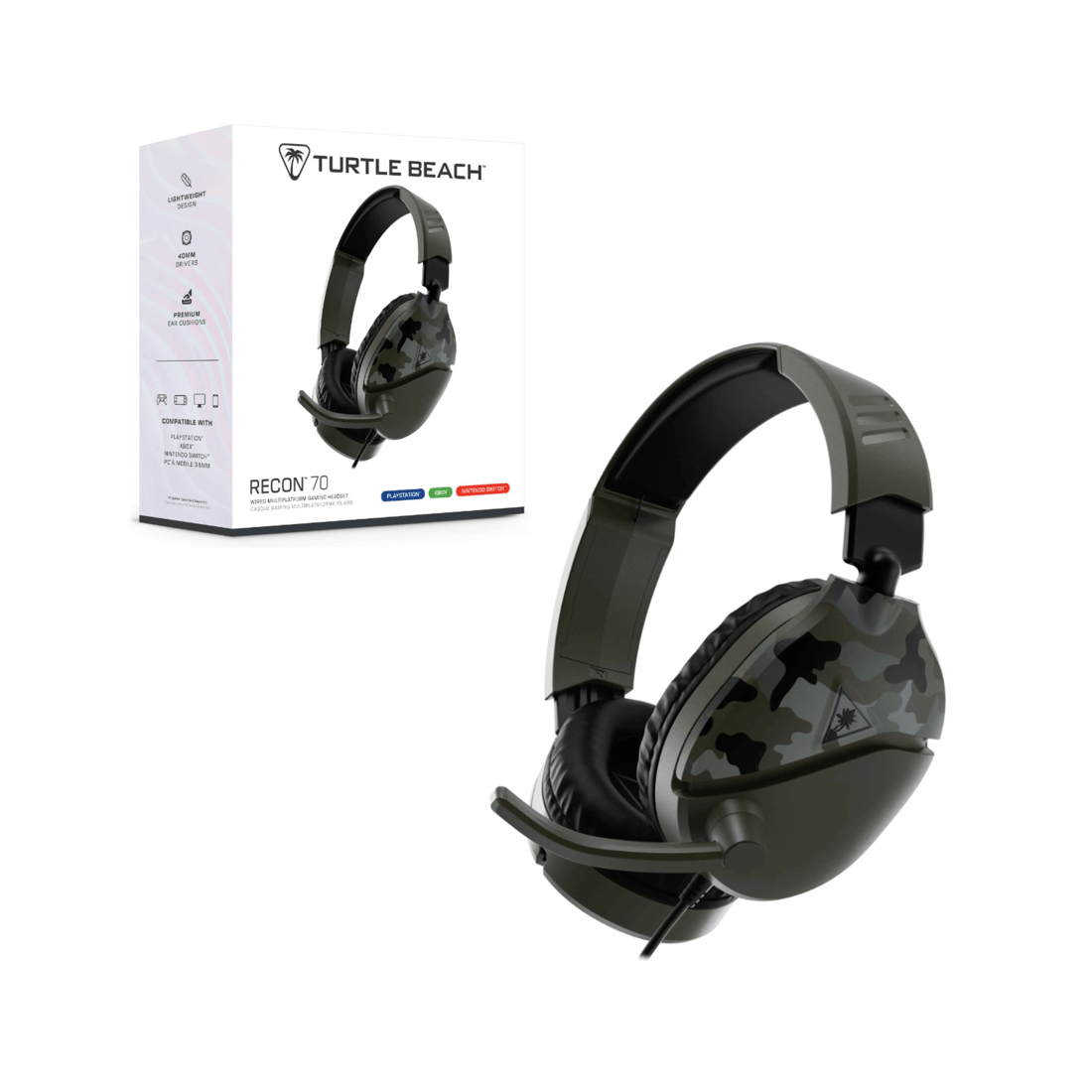 1 Turtle Beach Recon 70 Green Camo Headset for PS4, Xbox One and Switch, 1 of 6