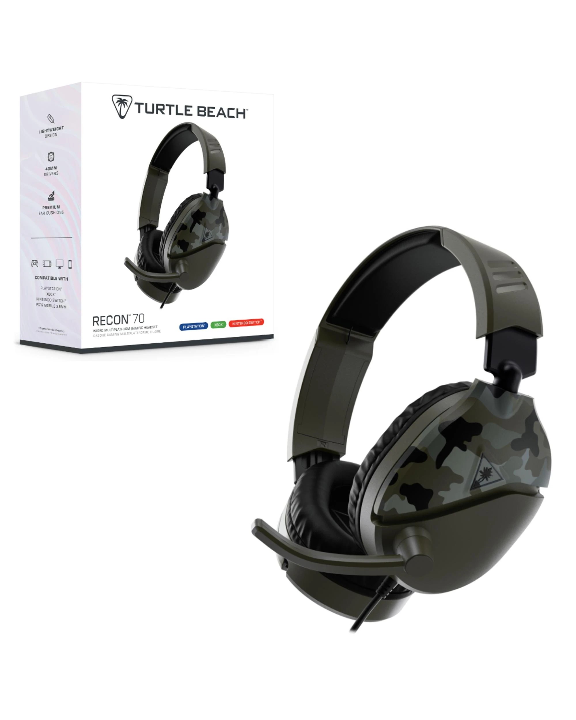 1 Turtle Beach Recon 70 Green Camo Headset for PS4, Xbox One and Switch, 1 of 6