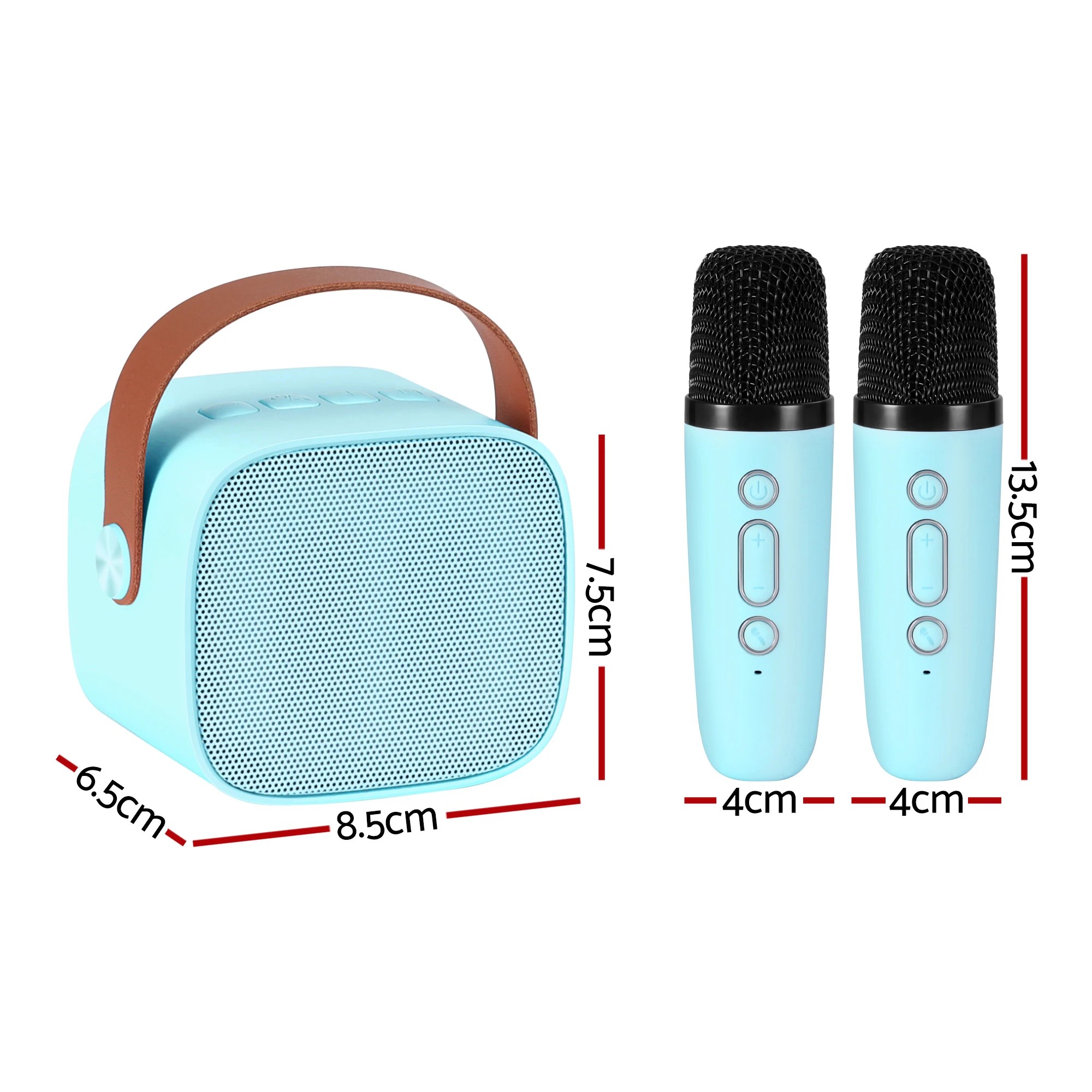 2 Alpha Mini Portable Karaoke Machine for Adults Kids with 2 Wireless Microphones - Blue, 2 of 4