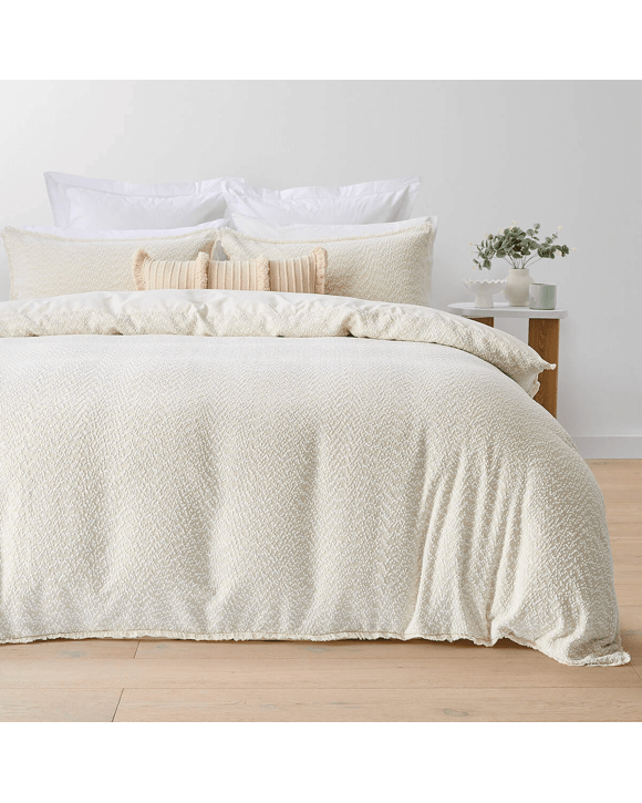 Boucle Quilt Cover Set - Queen Bed, Beige