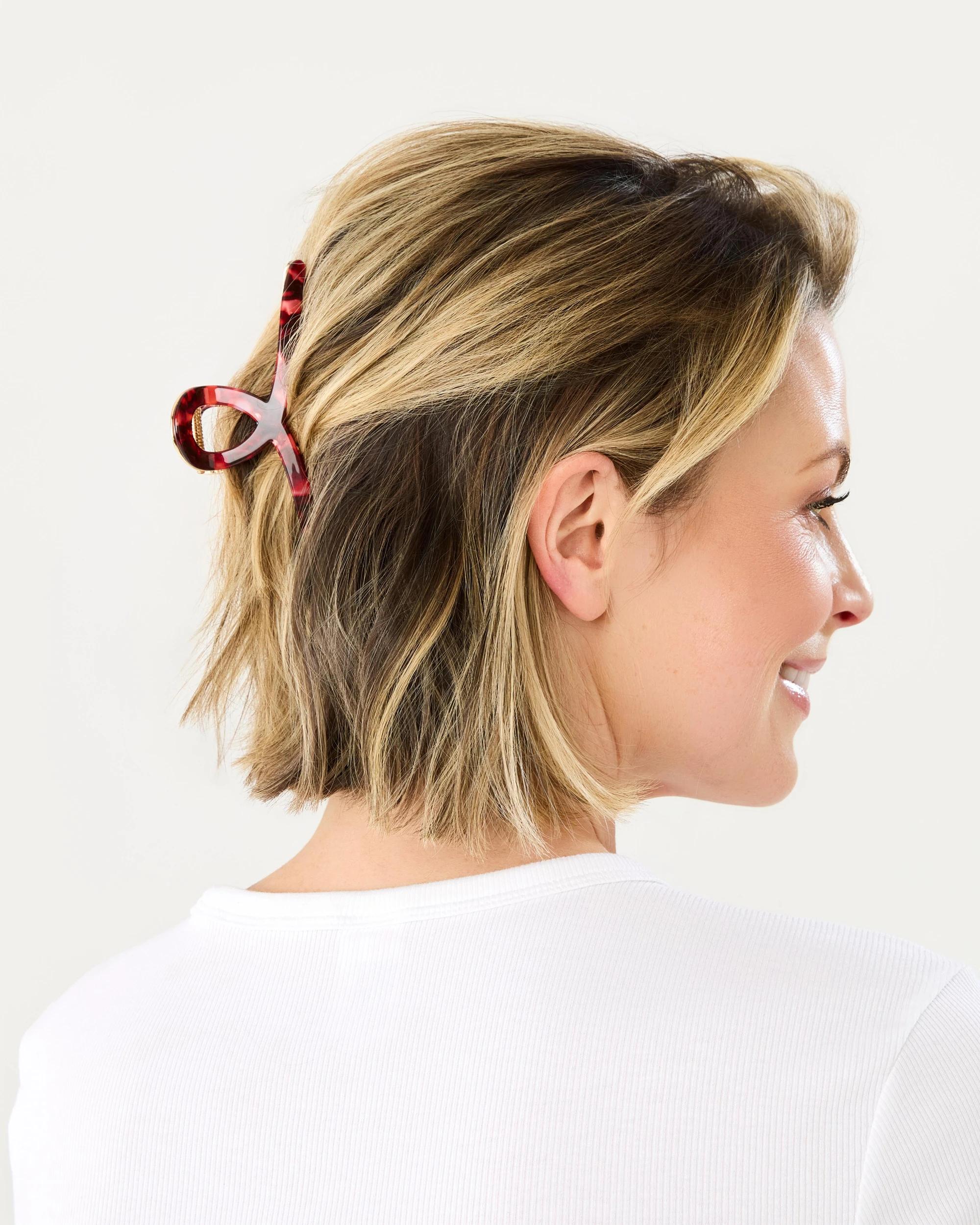 4 Red Loop Metal Resin Claw Hair Clip Red, 4 of 4