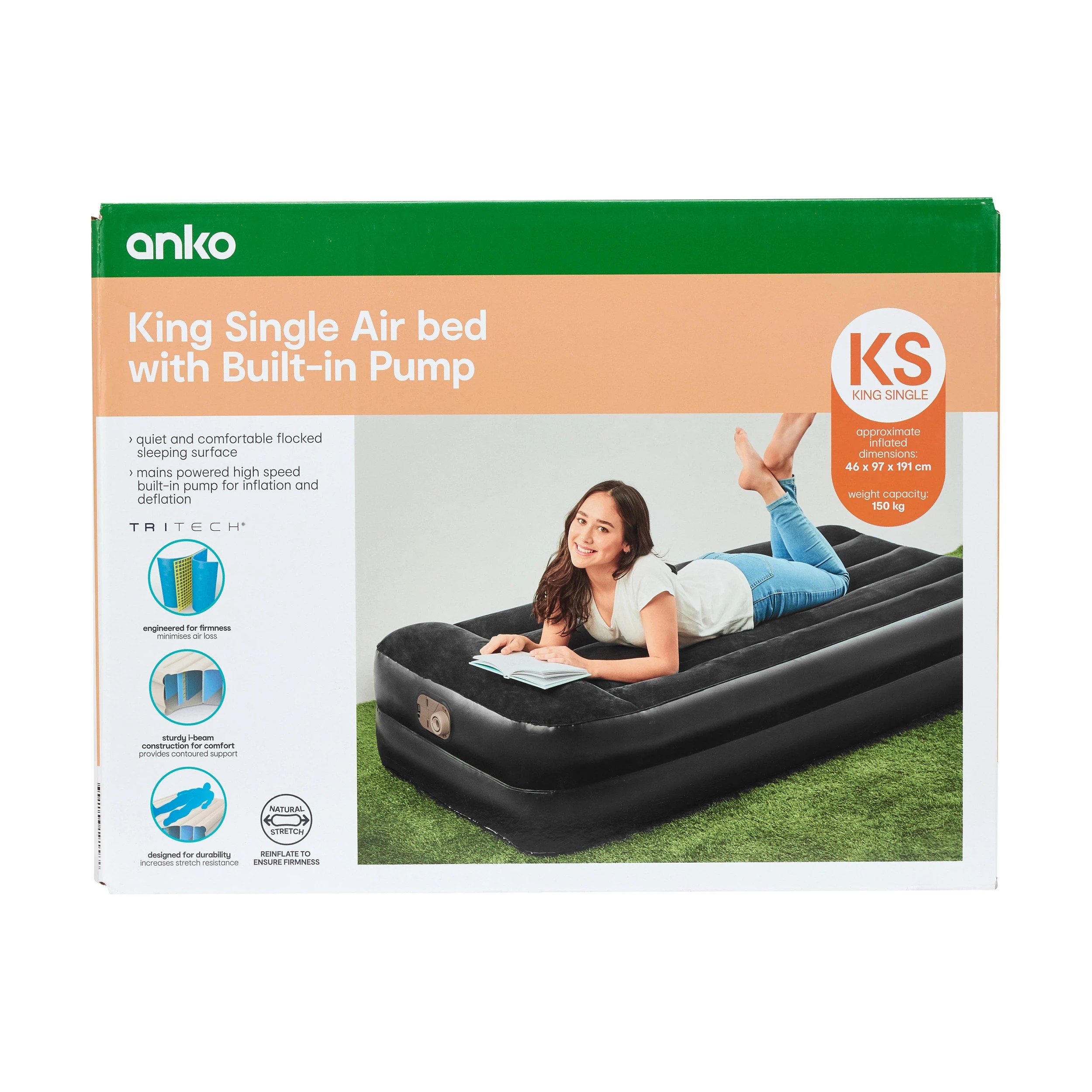 10 Air Bed with Built-in Pump - King Single, 10 of 10
