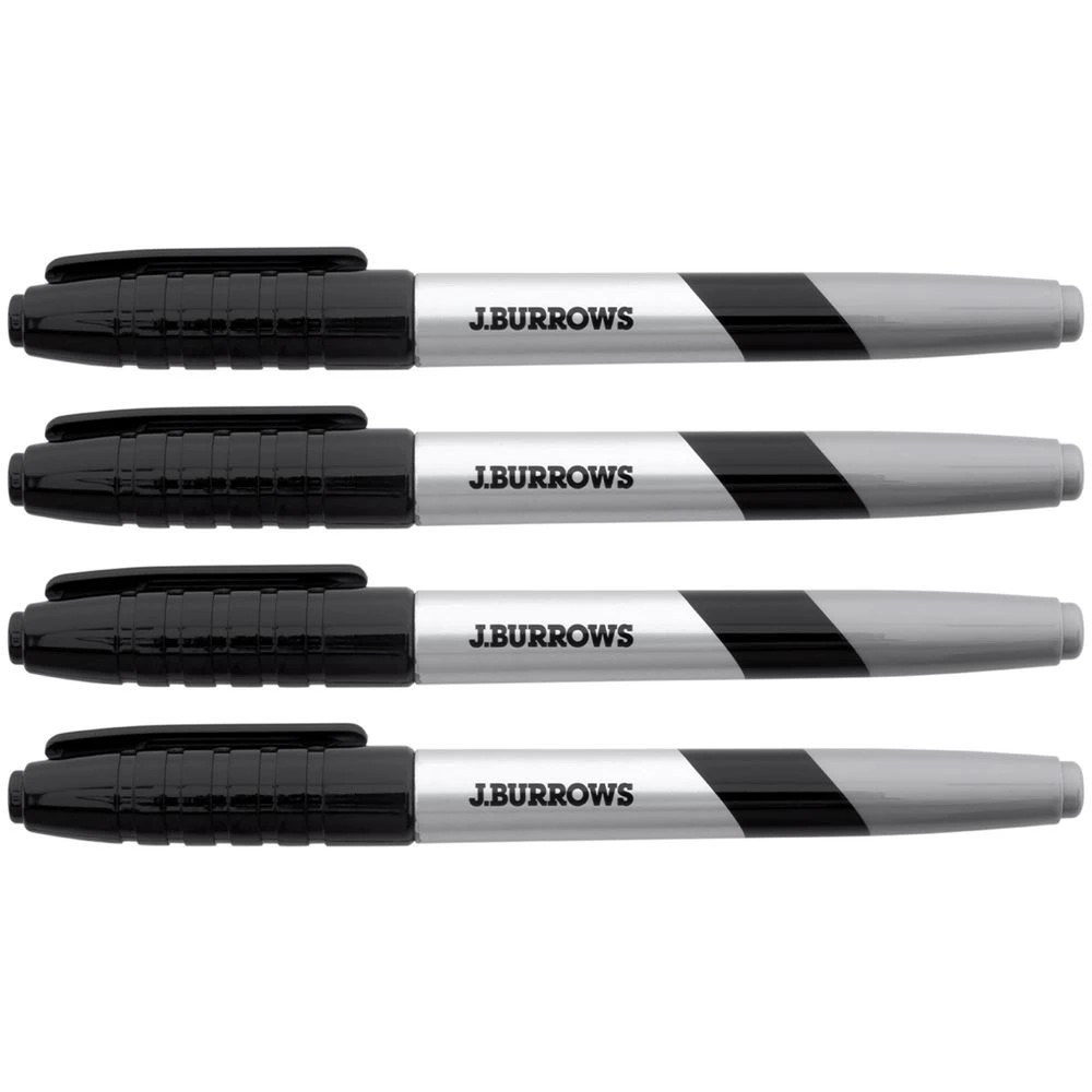 3 J.Burrows Permanent Markers 1mm Bullet Black 4 Pack, 3 of 4