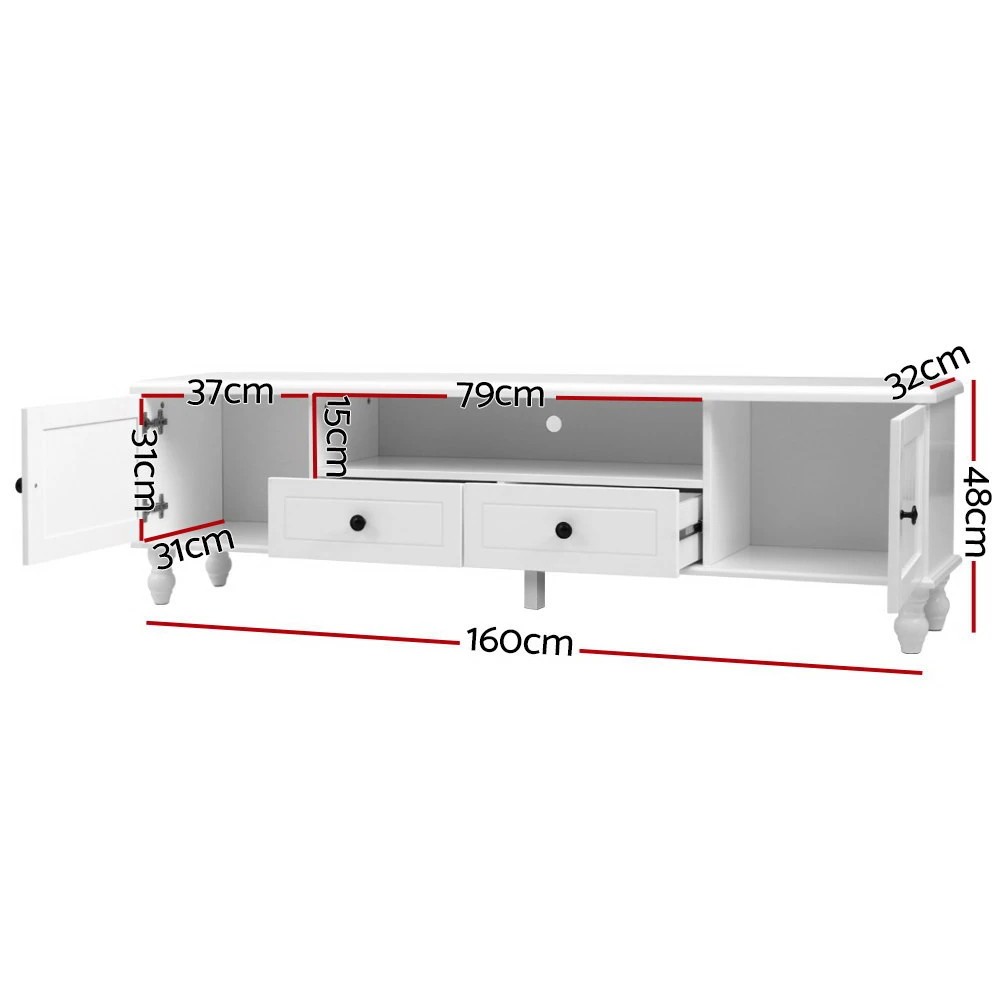 3 Artiss TV Cabinet Entertainment Unit 160cm - White, 3 of 8