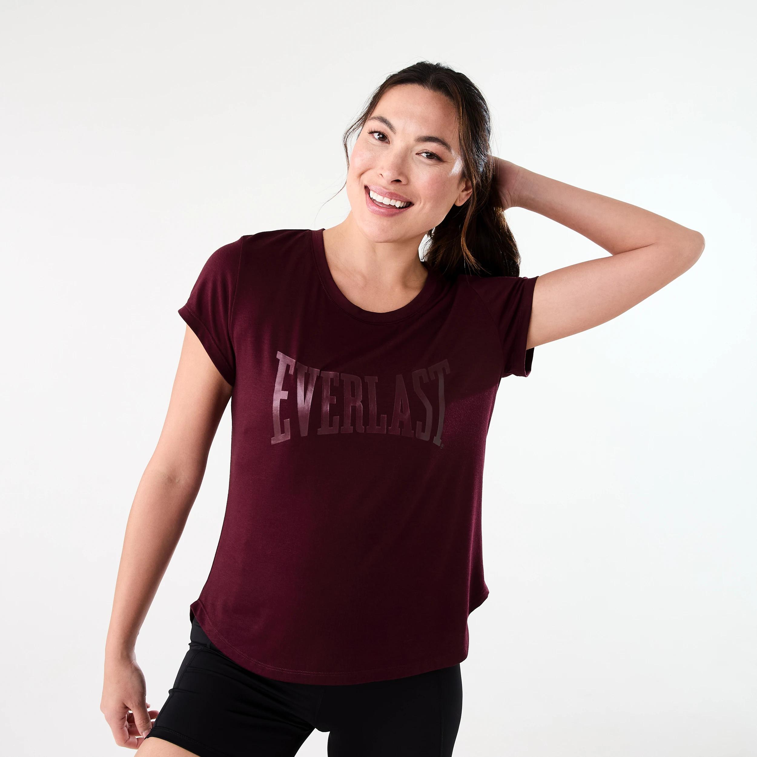 1 Everlast Womens Scoop Neck T-shirt EVERLAST BBALL CHERRY, 1 of 6