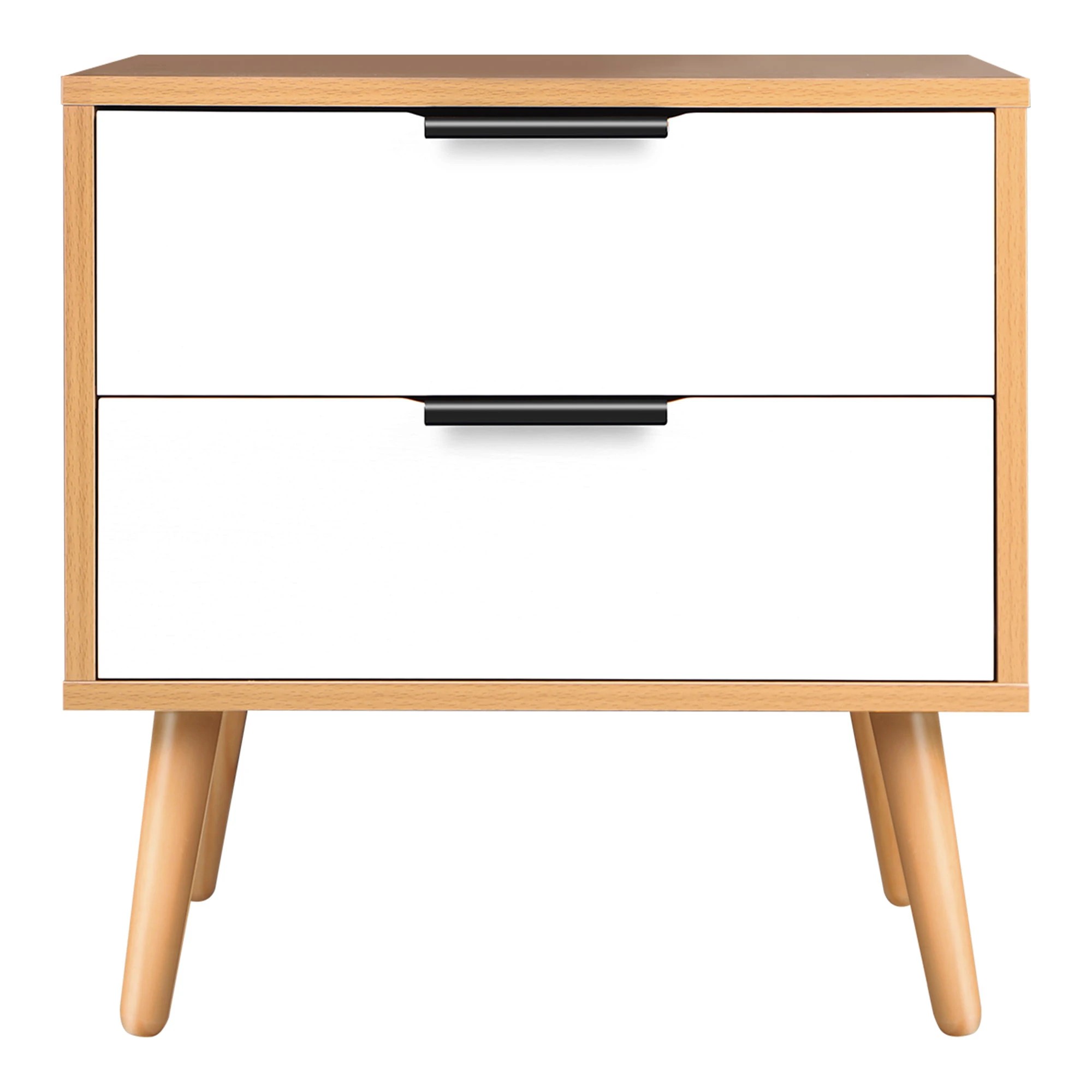 2 Alfordson Bedside Table Nightstand Side Storage Cabinet Scandinavian - Wood White, 2 of 10