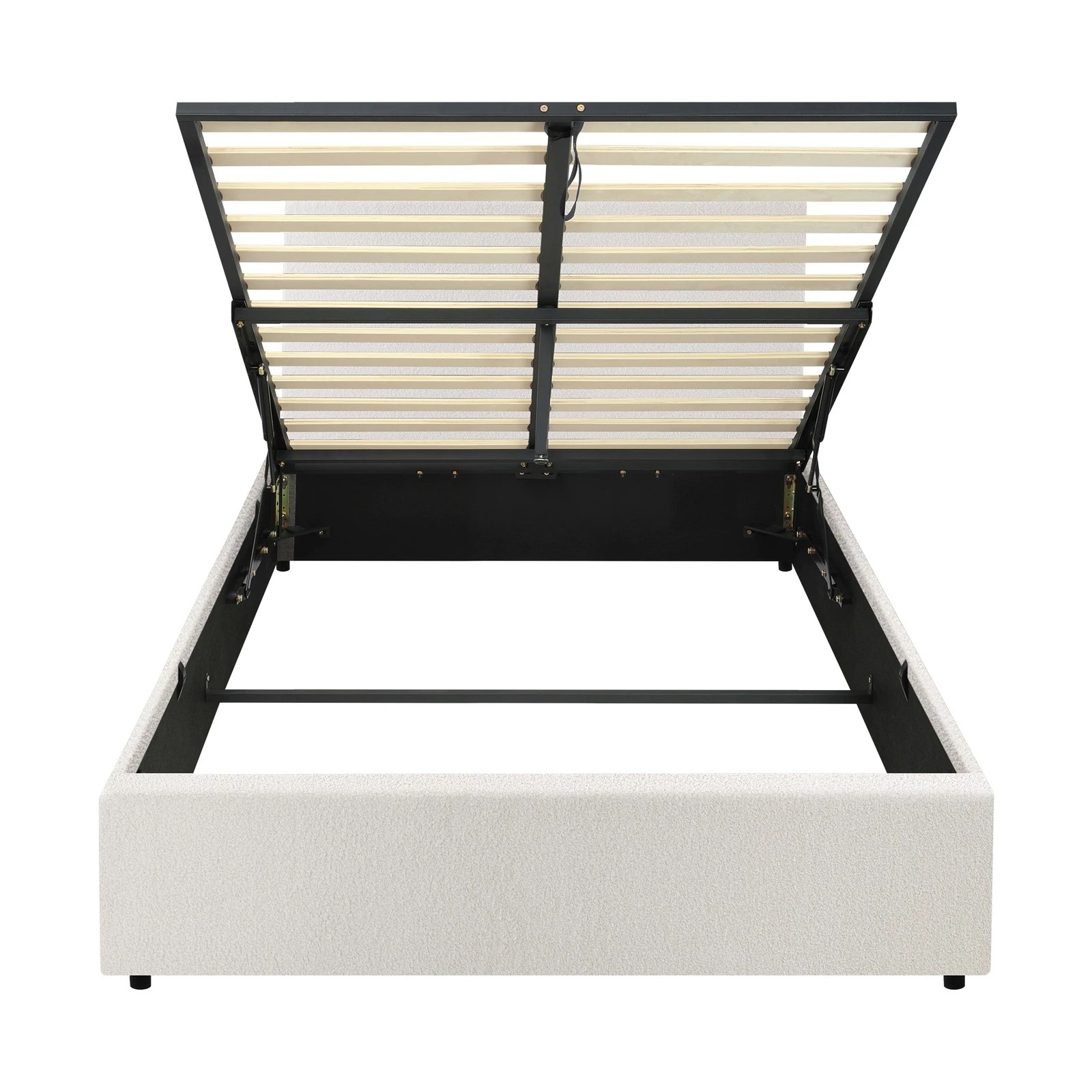 8 Oikiture King Single Bed Frame Gas Lift Base With Storage Boucle
 - White, 8 of 10