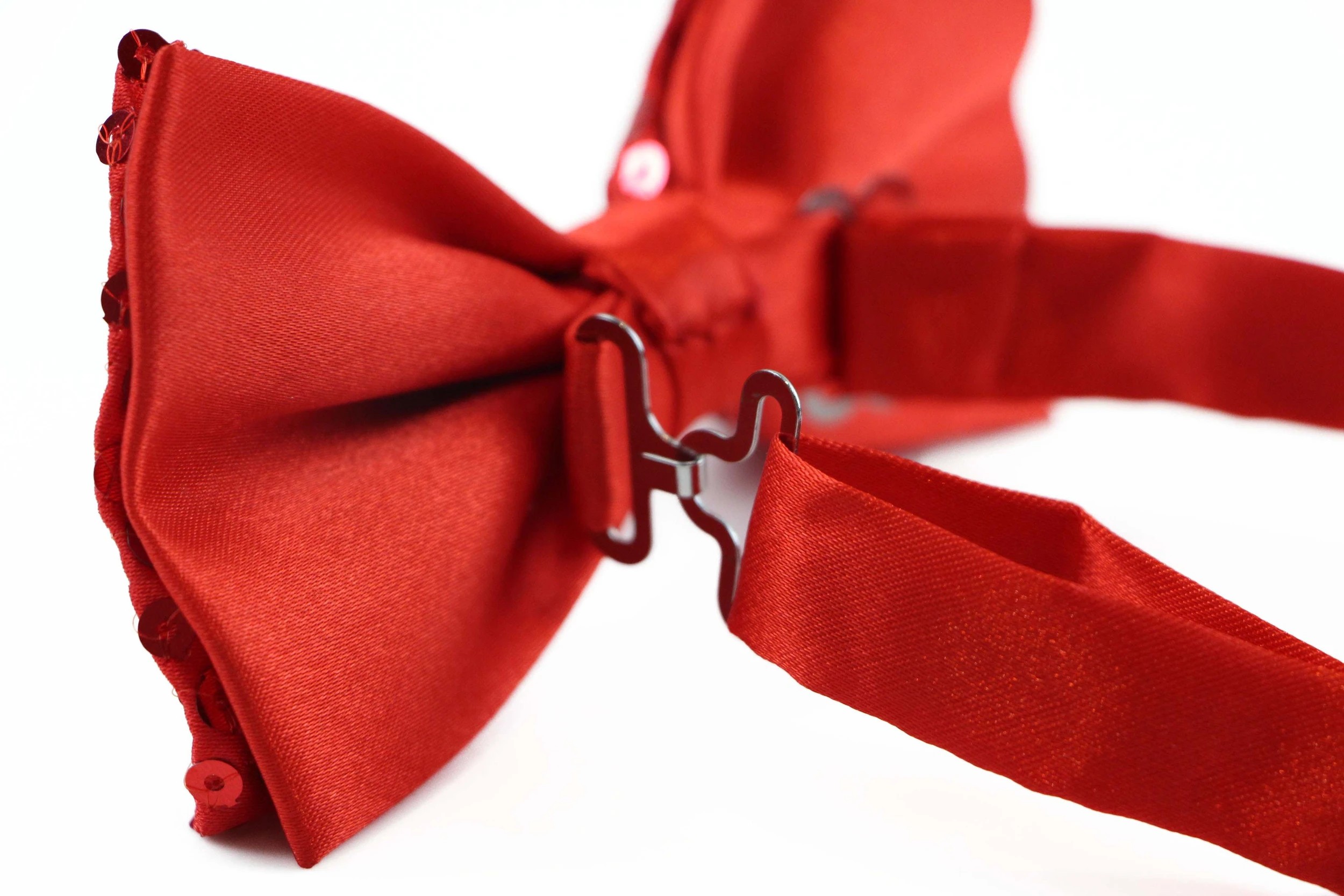 2 Zasel Mens Red Sequin Patterned Bow Tie - Red, 2 of 4