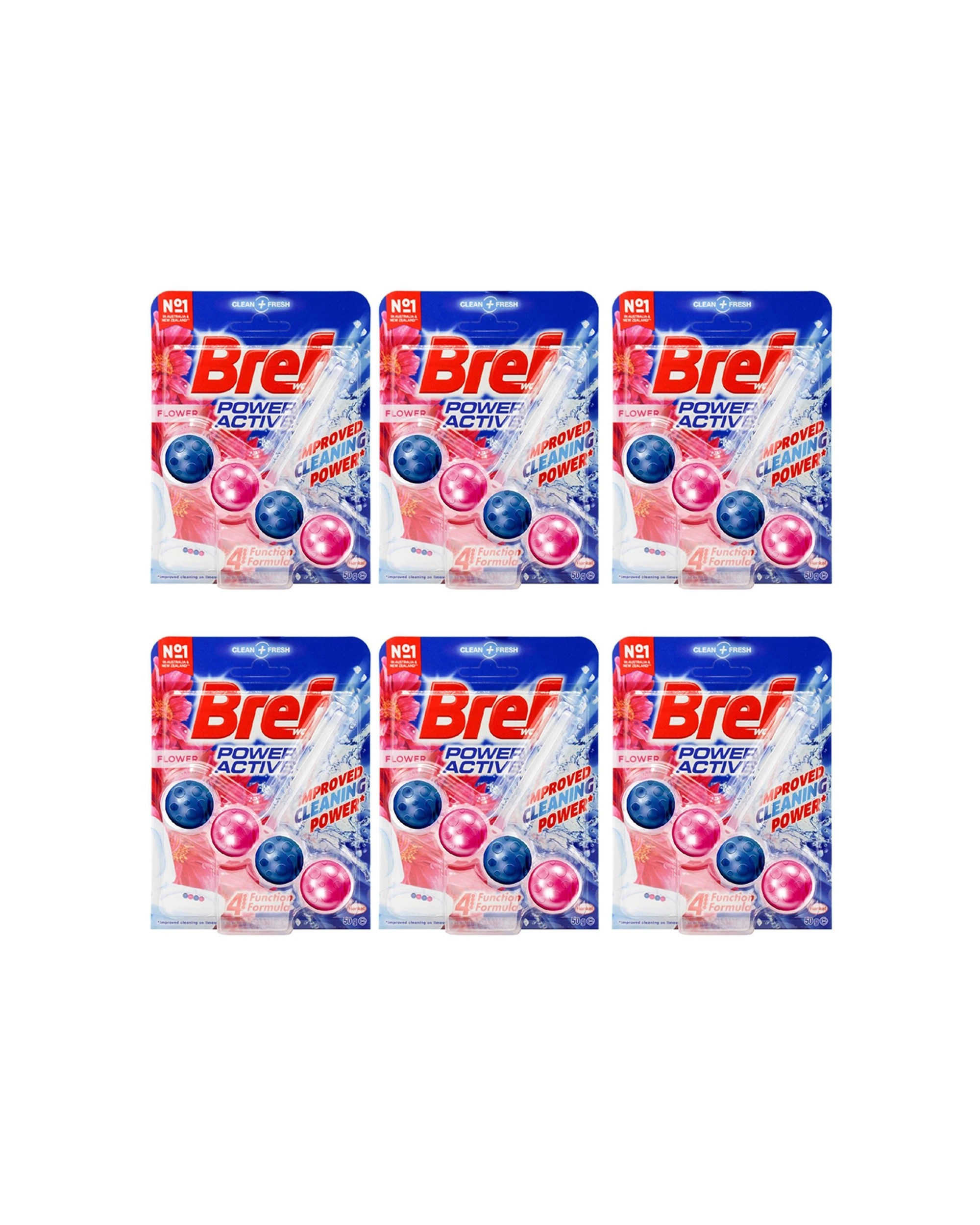 1 BREF Power Active 4in1 Toilet Cleaner 6 Pack 50g Flower Blossom Scent - Multi, 1 of 4