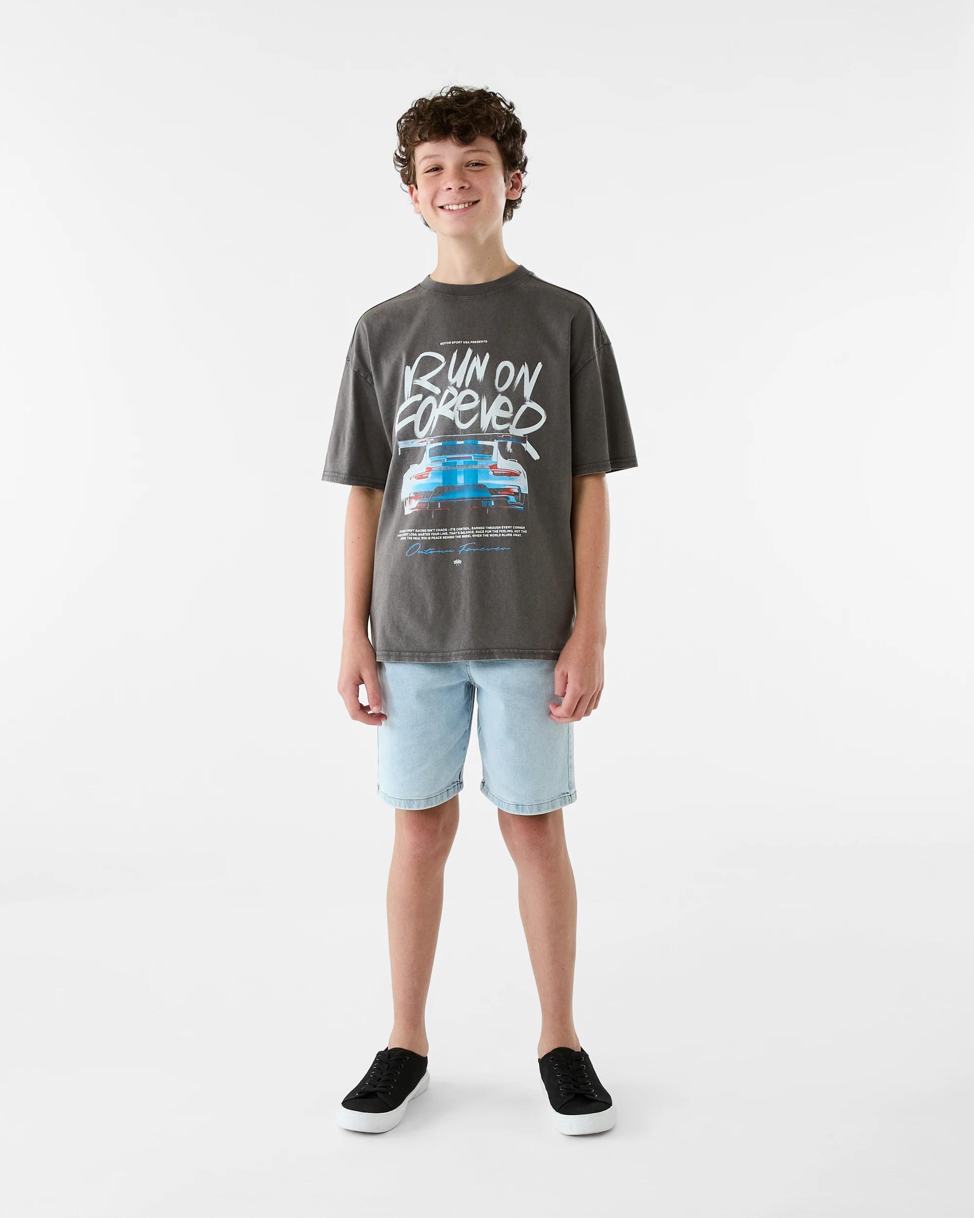 6 Short Sleeve Oversized Washed Printed T-shirt Gry Car, 6 of 7