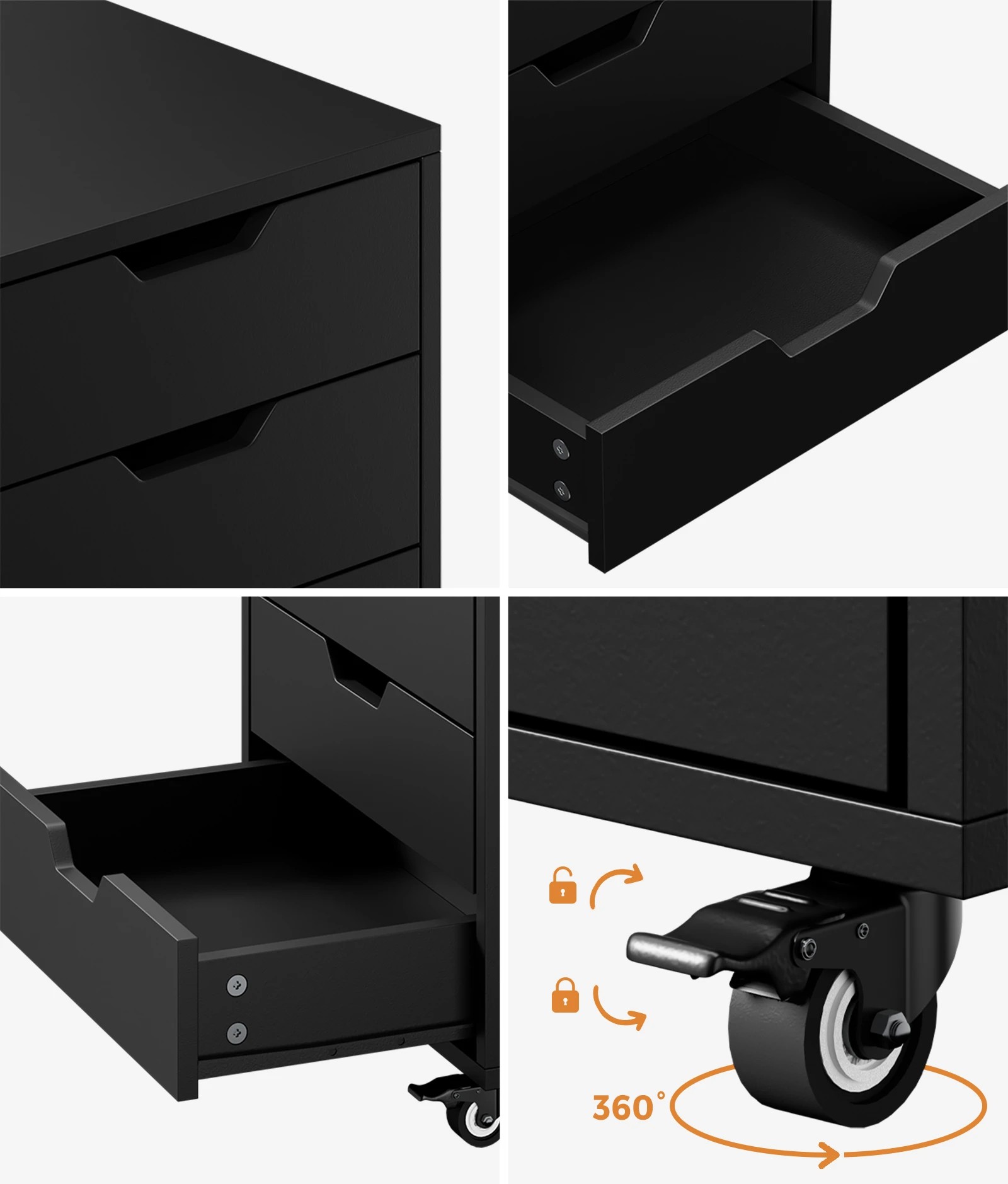 4 Oikiture 5 Drawer Mobile Filing Cabinet Storage Cabinet Home Office - Black, 4 of 8