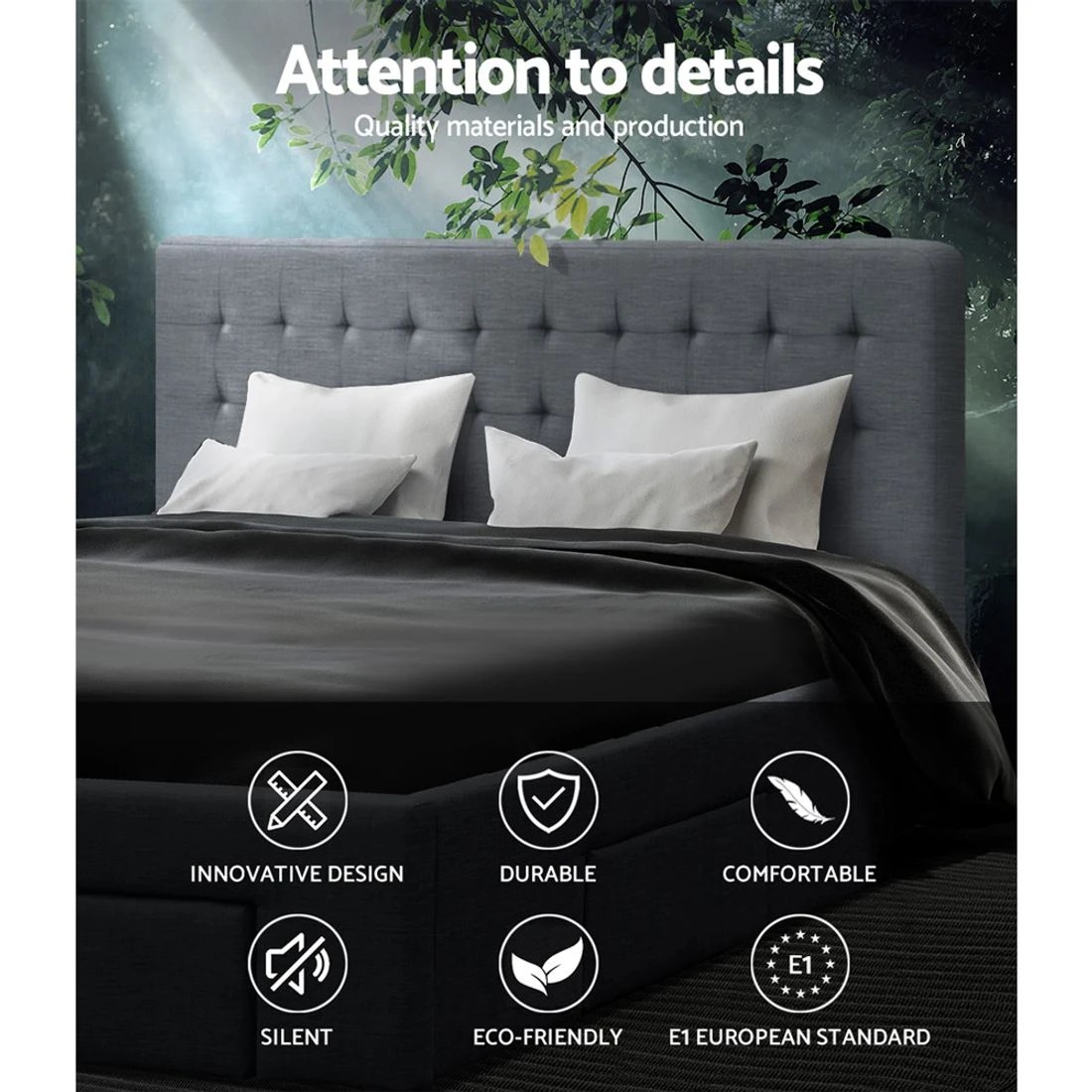 6 Artiss Bed Frame Queen Size with 4 Drawers  AVIO - Grey, 6 of 7