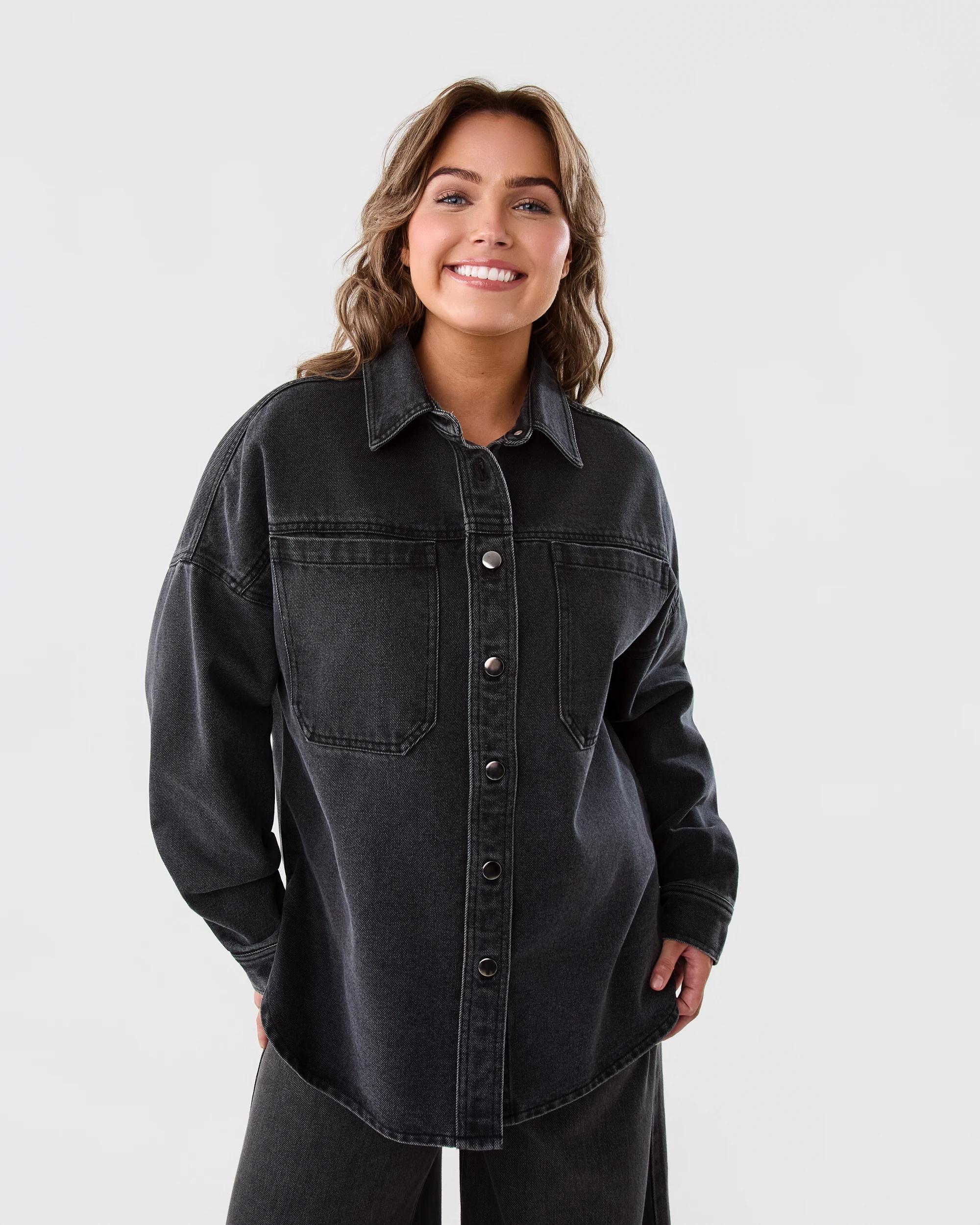 1 Long Sleeve Denim Shirt Black Wash, 1 of 8