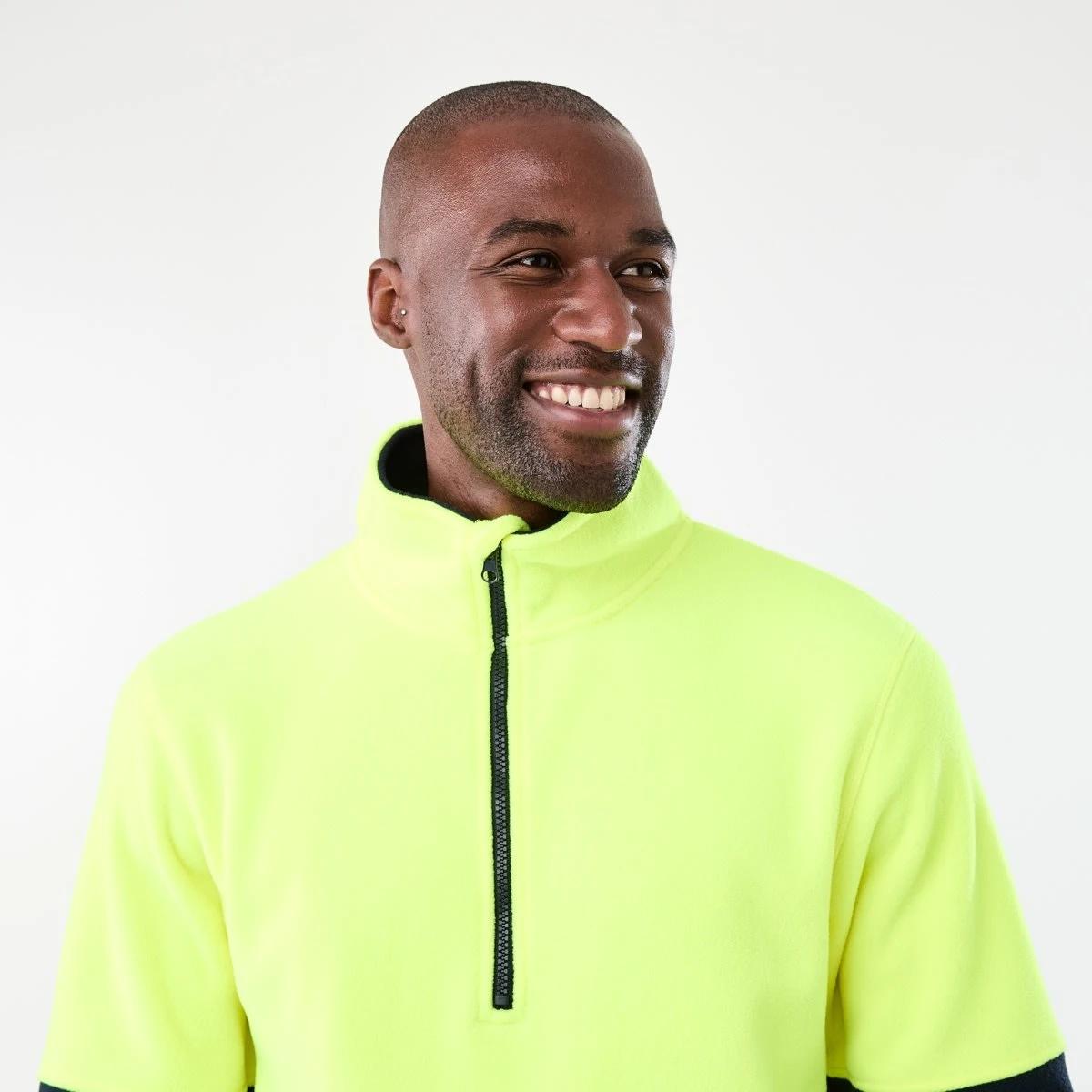 4 Workwear Hi-Visibility 1/4 Zip Polar Fleece Pullover Yellow, 4 of 6