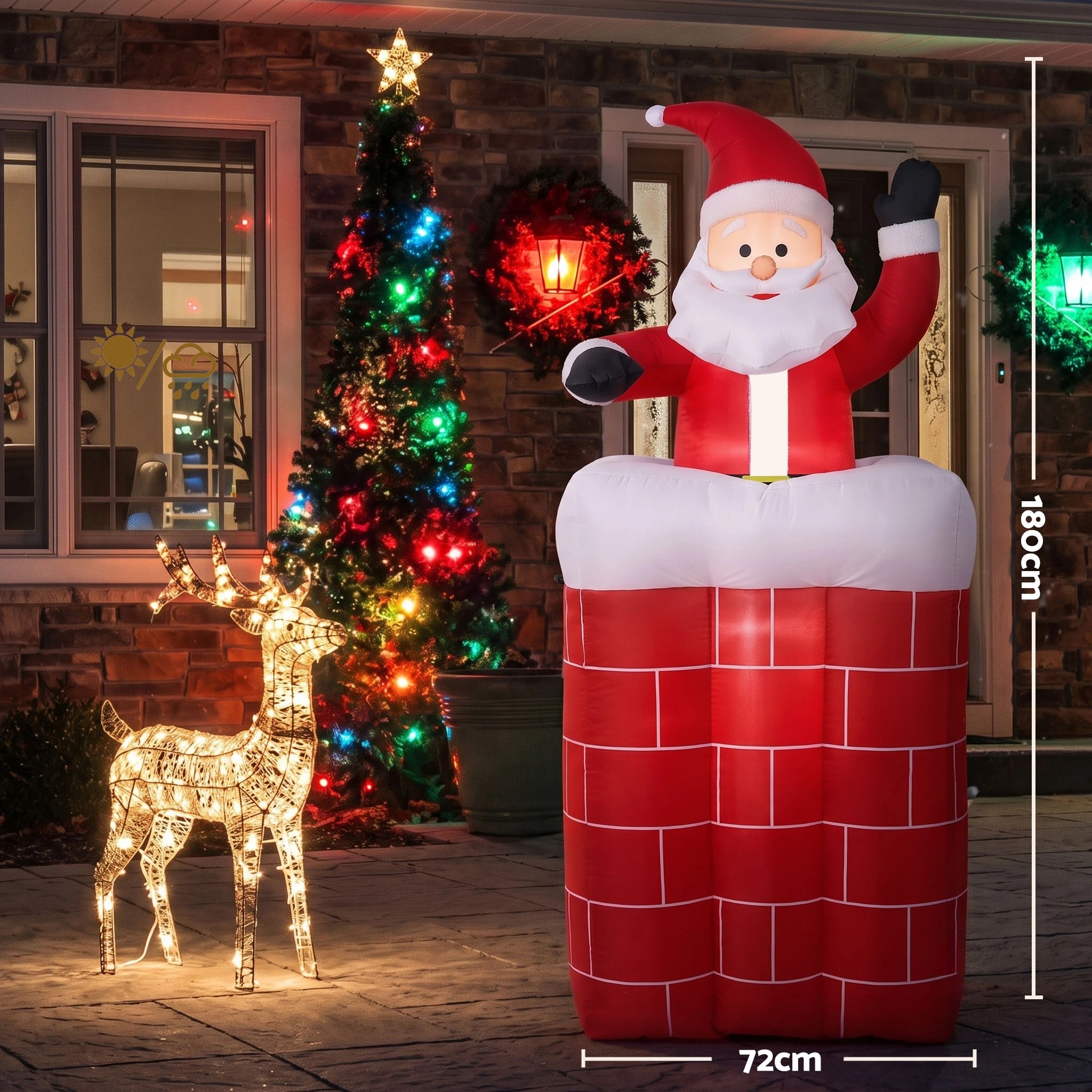 3 Jingle Jollys Christmas Inflatable Santa Pop Up 1.8M Illuminated Decorations - Multi, 3 of 9