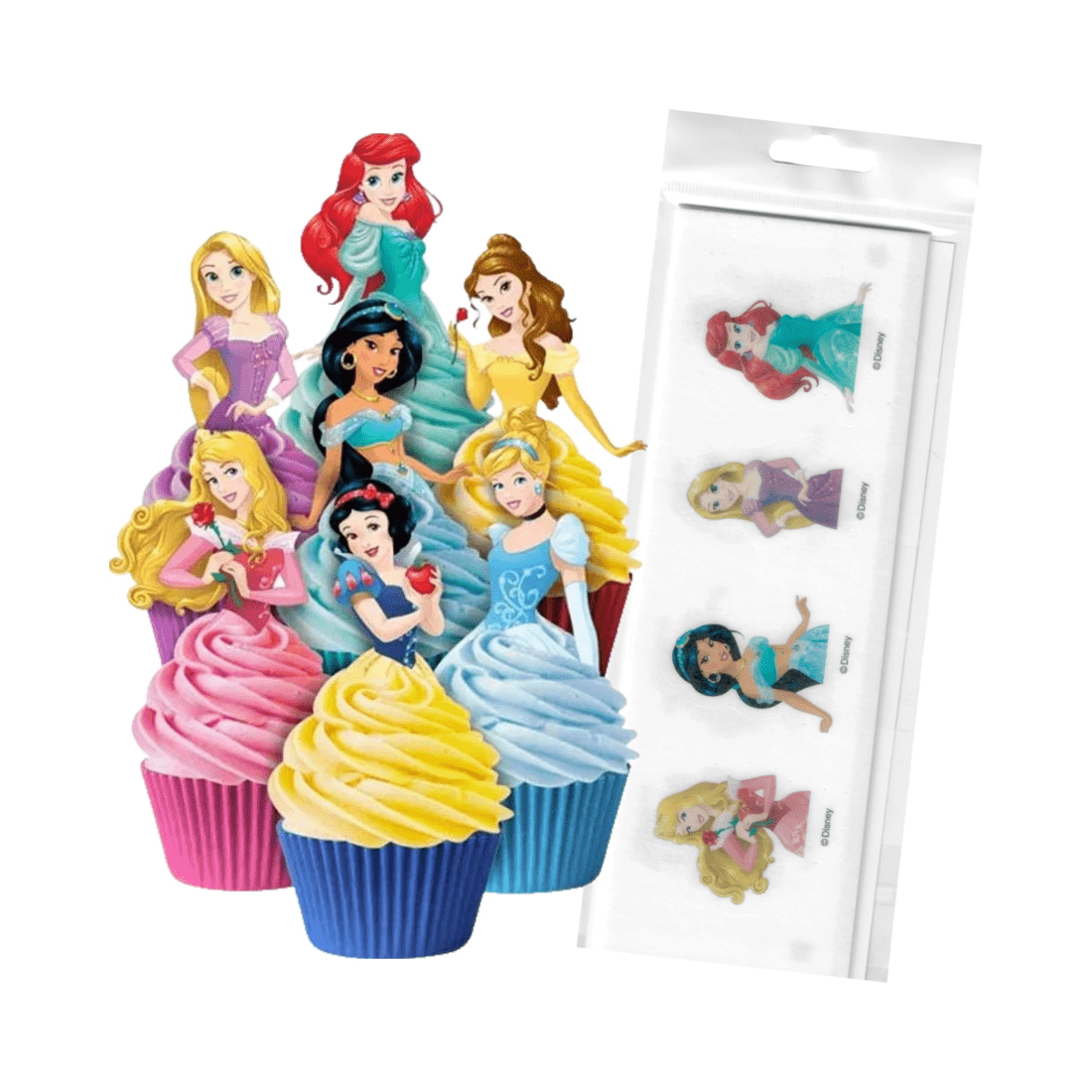 1 Decopac Disney Princess Edible Wafer Cupcake Toppers Pack of 16, 1 of 2
