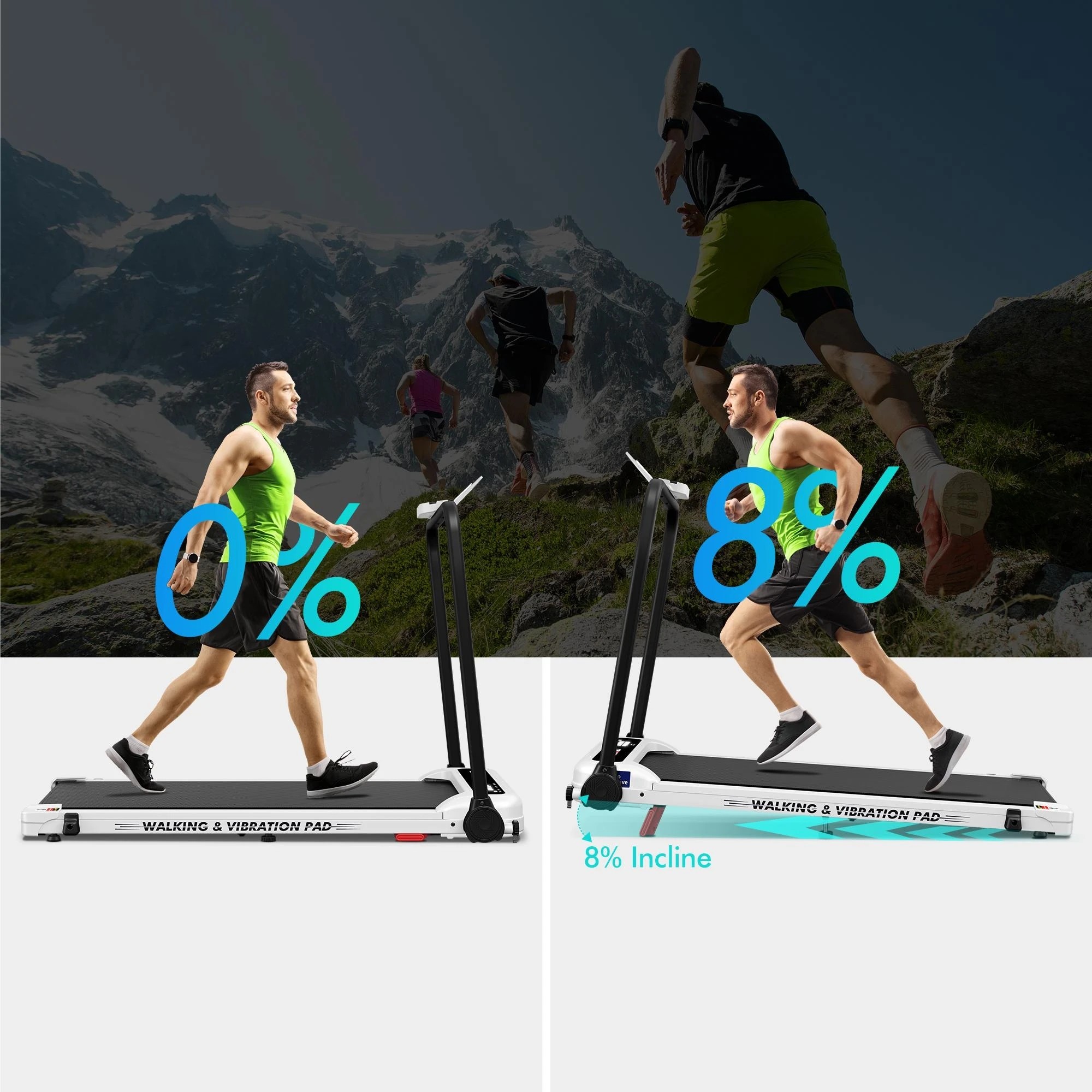 5 Black Lord Treadmill 4-in-1 Walking Vibration Pad Incline Foldable Home Gym - White, 5 of 9