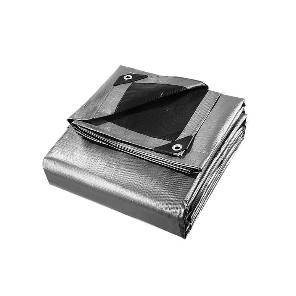 1 Instahut Tarp Tarpaulin 9x12m Canvas Camping Heavy Duty Sun Cover - Silver, 1 of 1