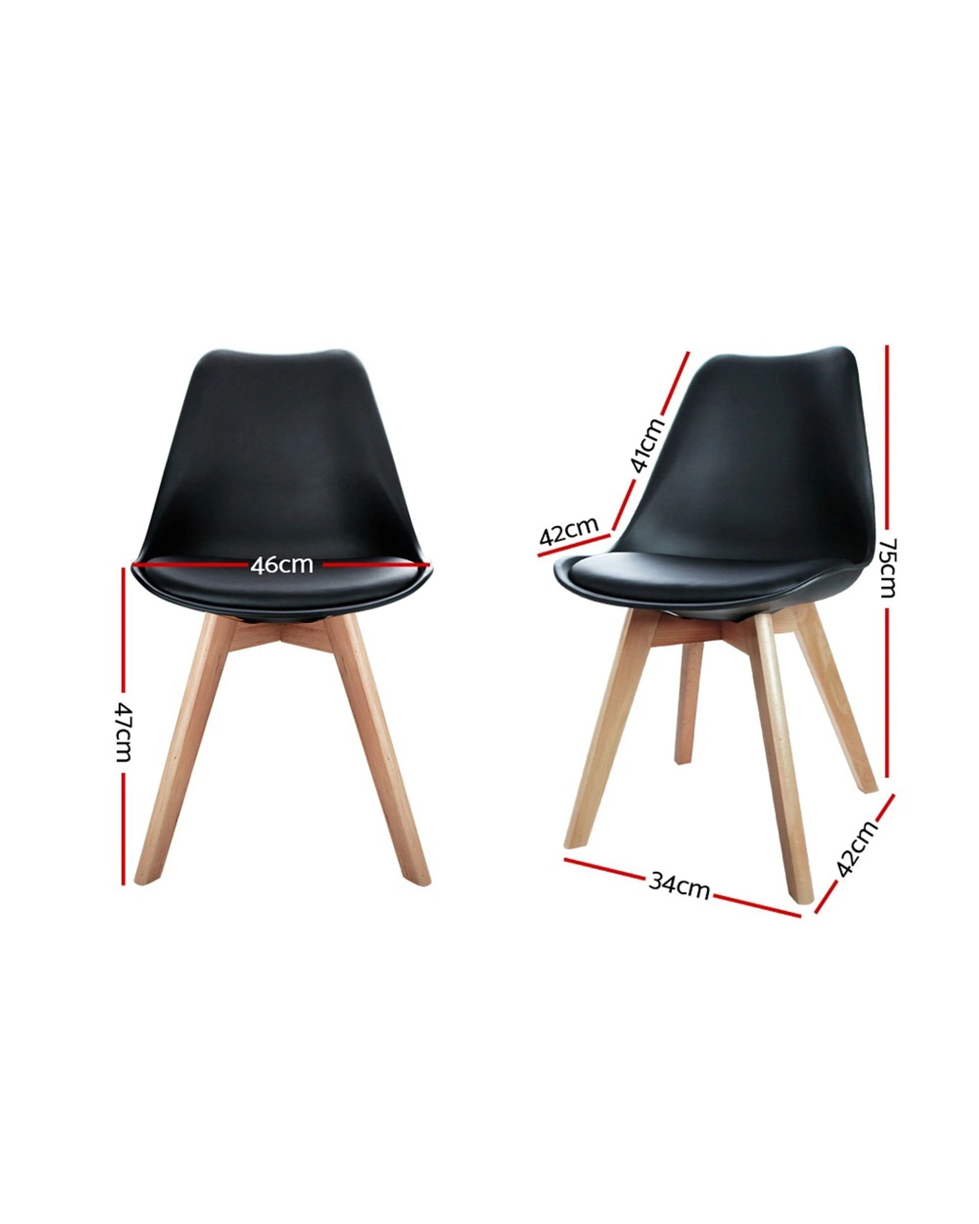 2 Artiss Dining Chairs Set Of 4 Leather Plastic Dsw Replica
 - Black, 2 of 3