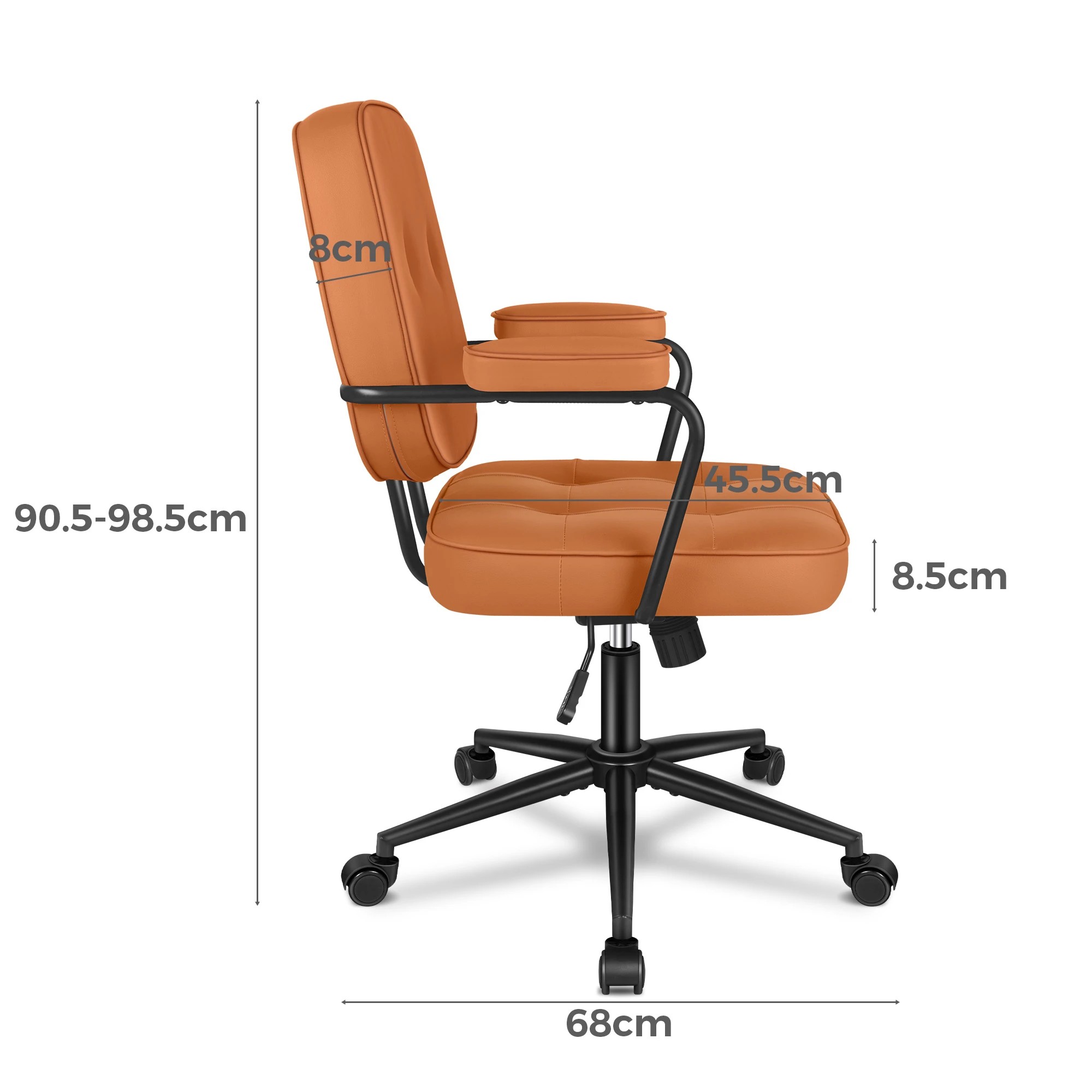 3 Alfordson Office Chair Ergonomic Executive Computer Work Seat PU Leather - Brown, 3 of 10