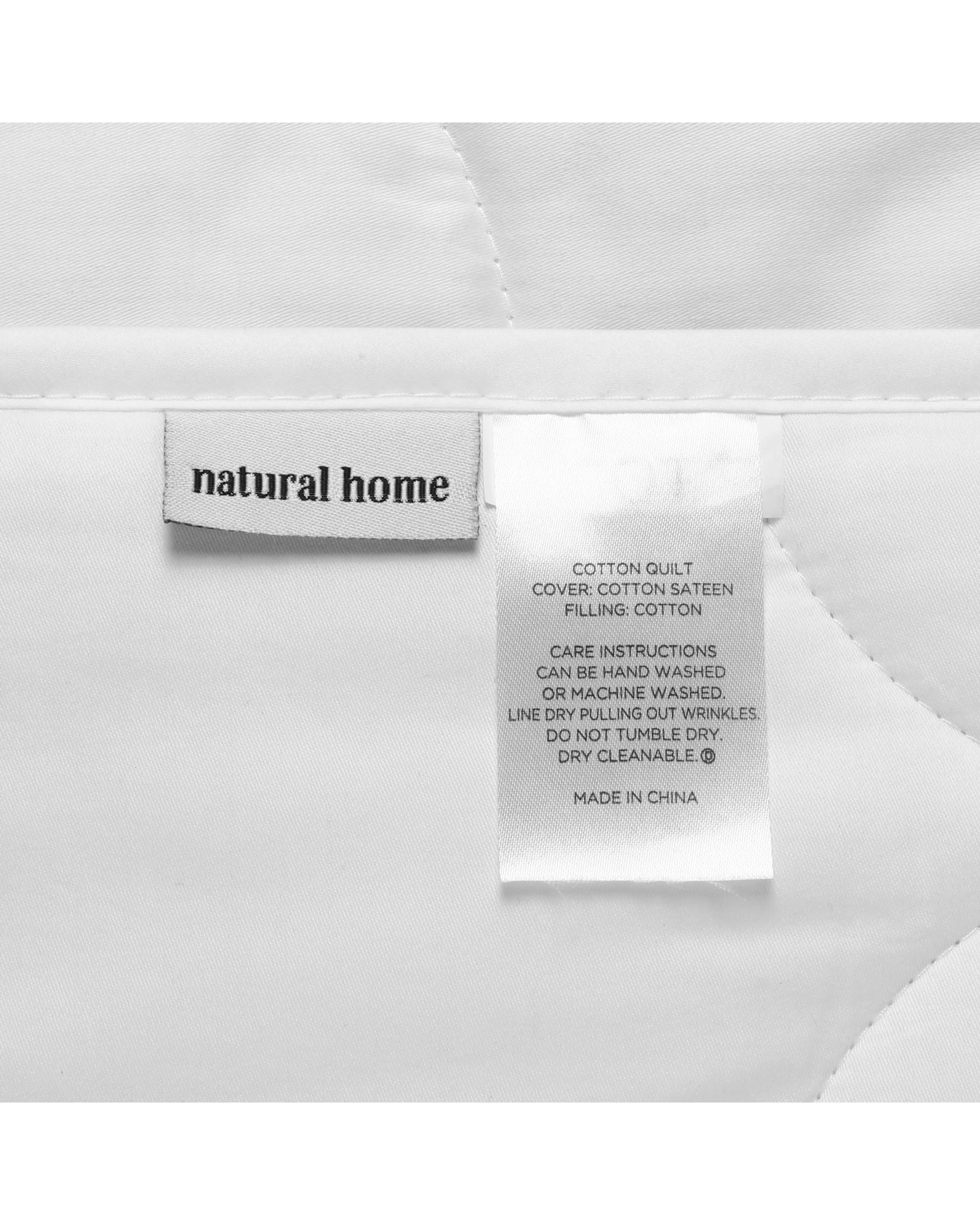 4 Natural Home 250gsm Summer Cotton Quilt - Baby COT Size - White, 4 of 5