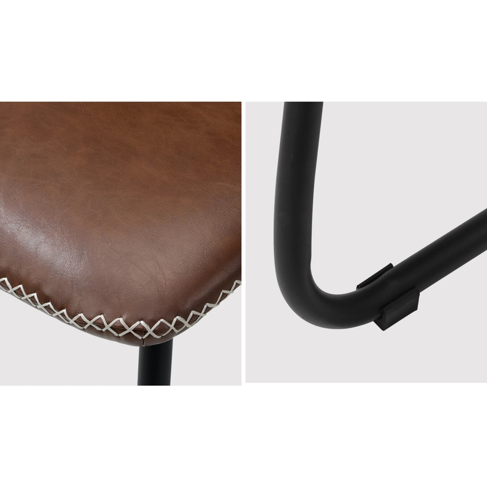 4 Oikiture 4x Dining Chairs Kitchen Chair Lounge Retro Padded Seat PU - Brown, 4 of 8