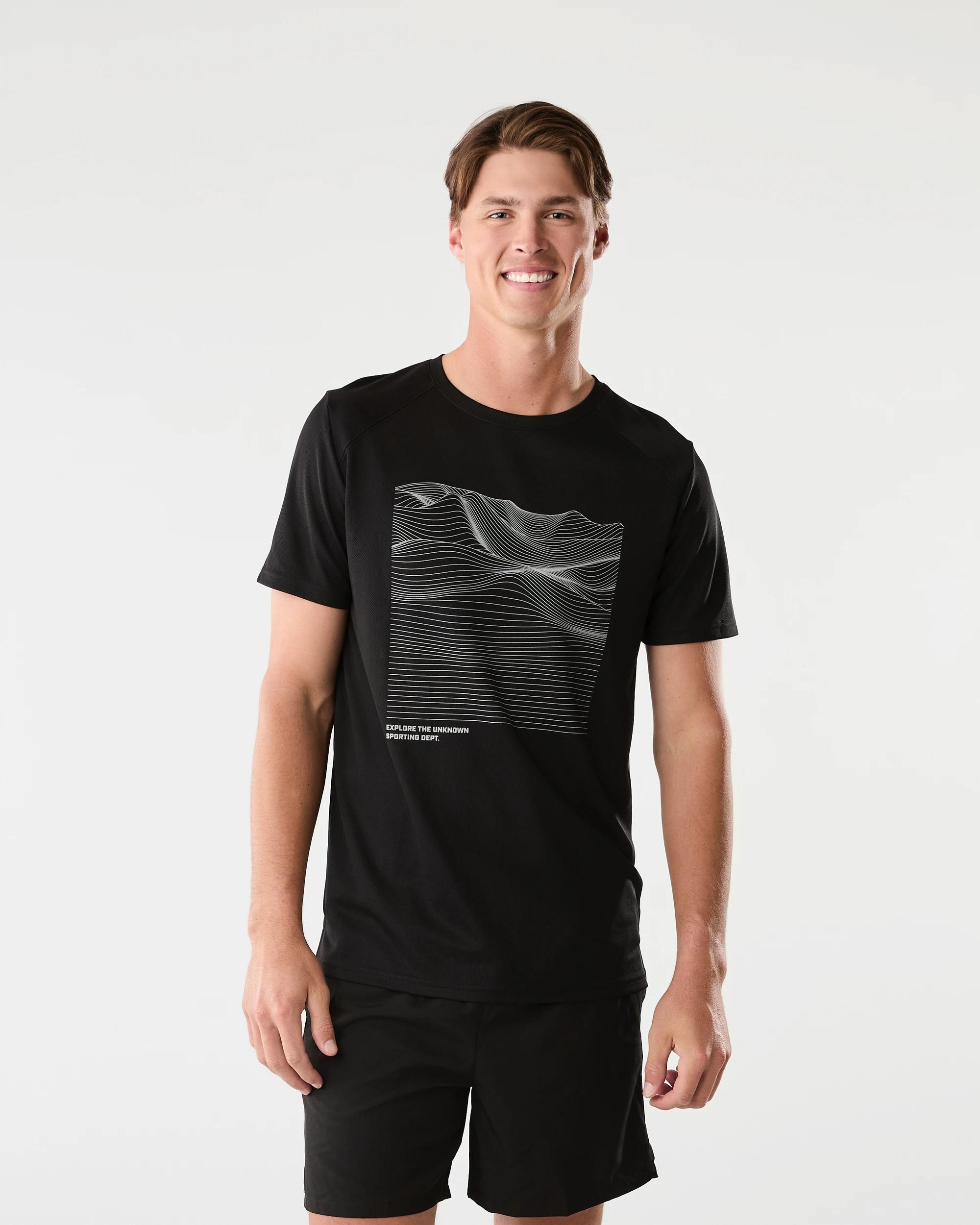 1 Active Mens Printed T-shirt Dune Geo, 1 of 7