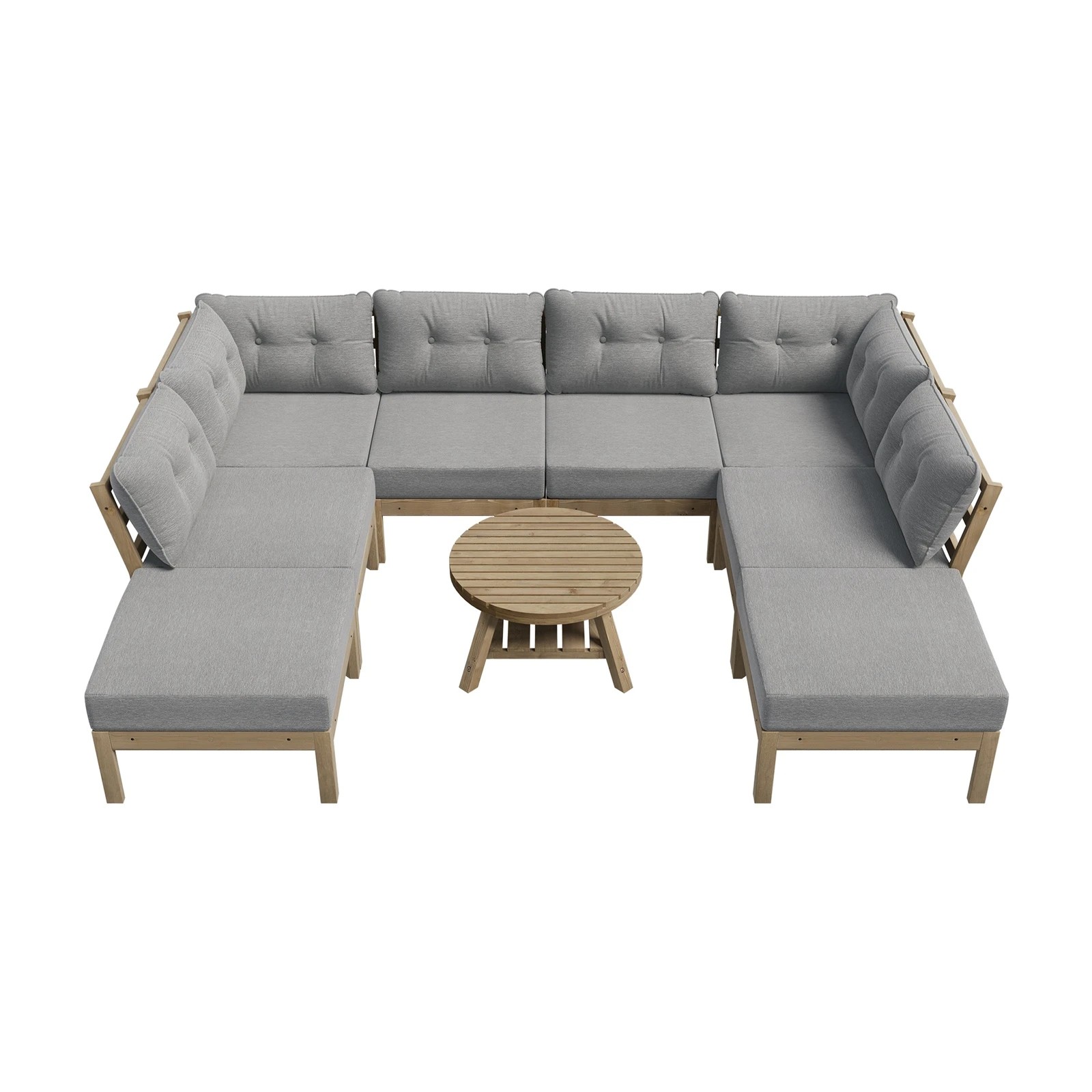 8 Livsip 9PCS Outdoor Sofa Set Lounge Setting Patio Furniture - Grey, 8 of 10