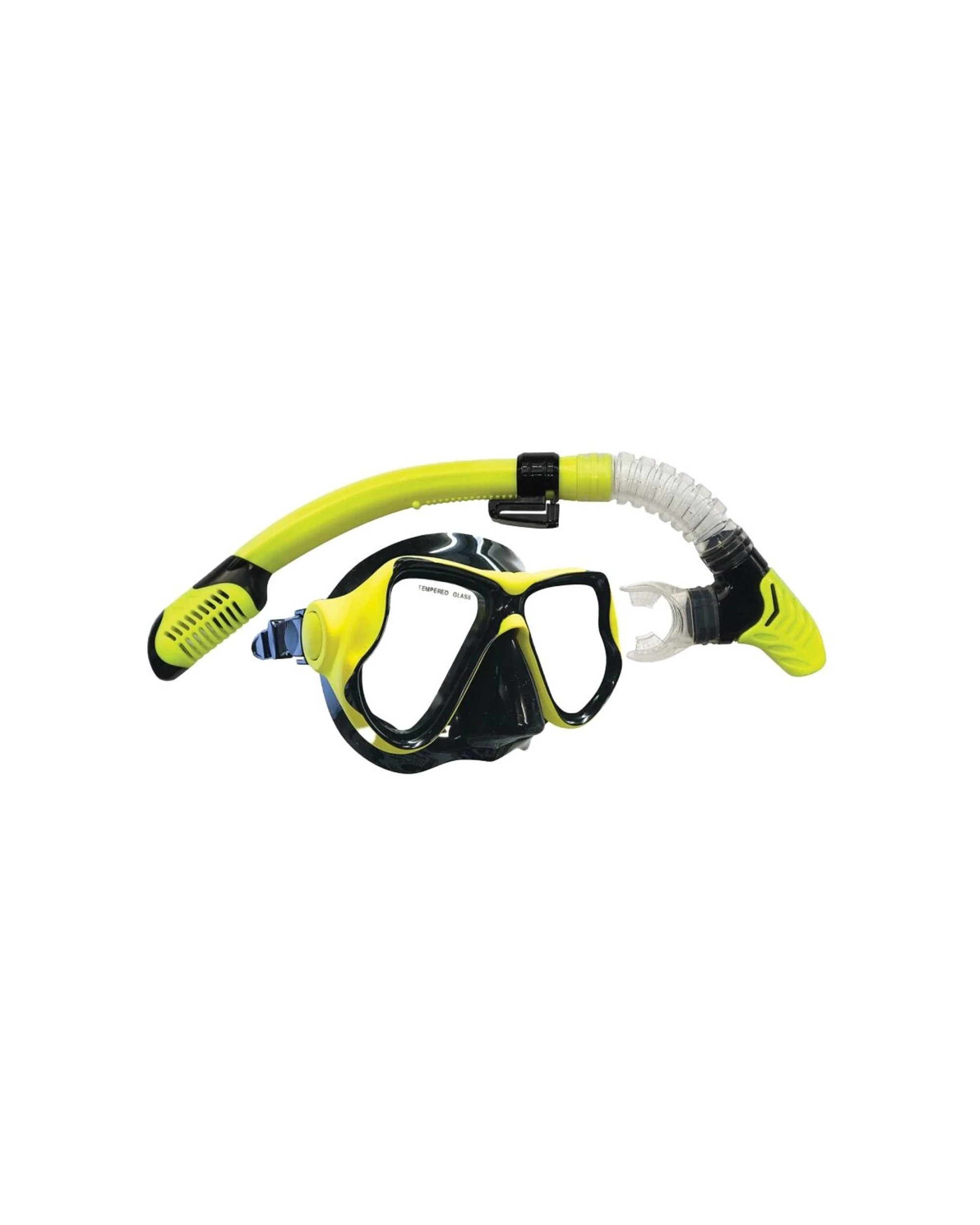 1 Land & Sea Sports Ningaloo Silicone Snorkelling Mask Set W/ Goggles - Yellow, 1 of 1