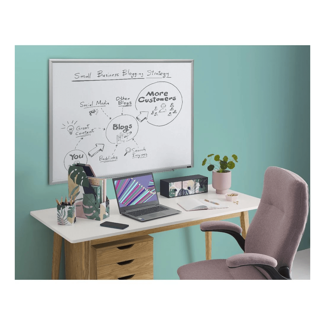 5 J.Burrows Porcelain Whiteboard Silver 1200 x 900mm, 5 of 6