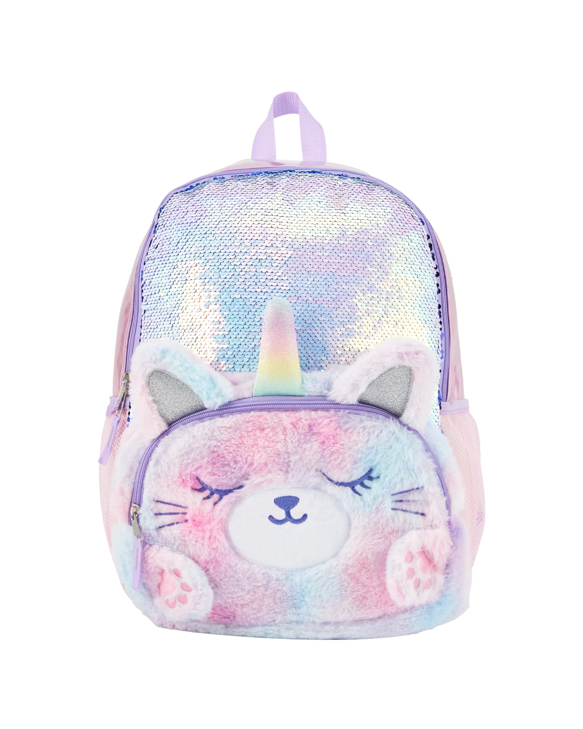 2 Novelty Cat Plush Backpack with Sequins, 2 of 5