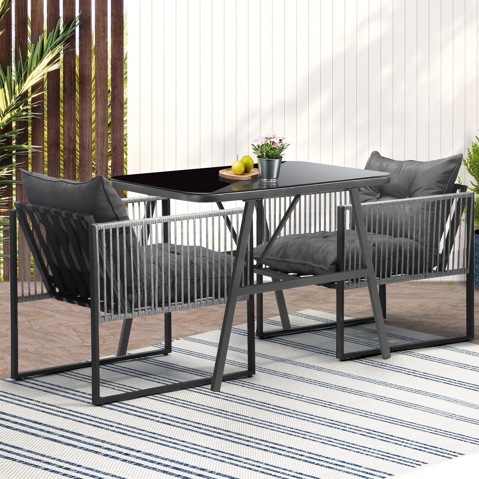 3 Livsip 3PCS Outdoor Dining Set Bistro Set Patio Furniture Garden Table Chairs - Multi, 3 of 9