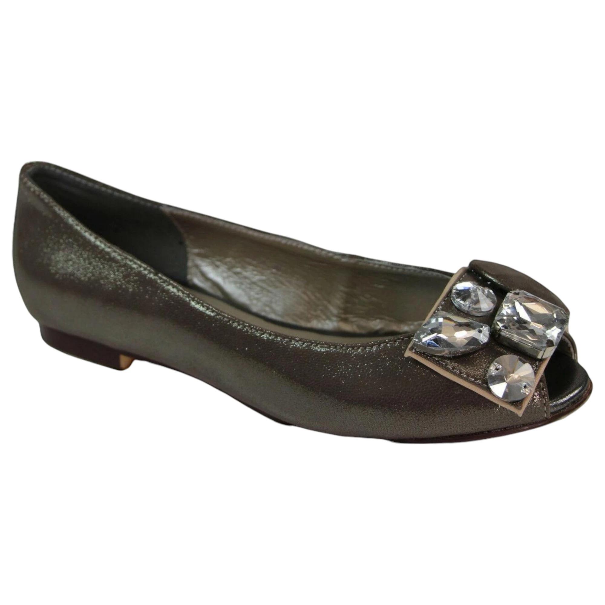 1 Zasel Crystal Ladies Womens Leather Open Toe Flat Work Dress Casual Shoes SILVER, 1 of 4