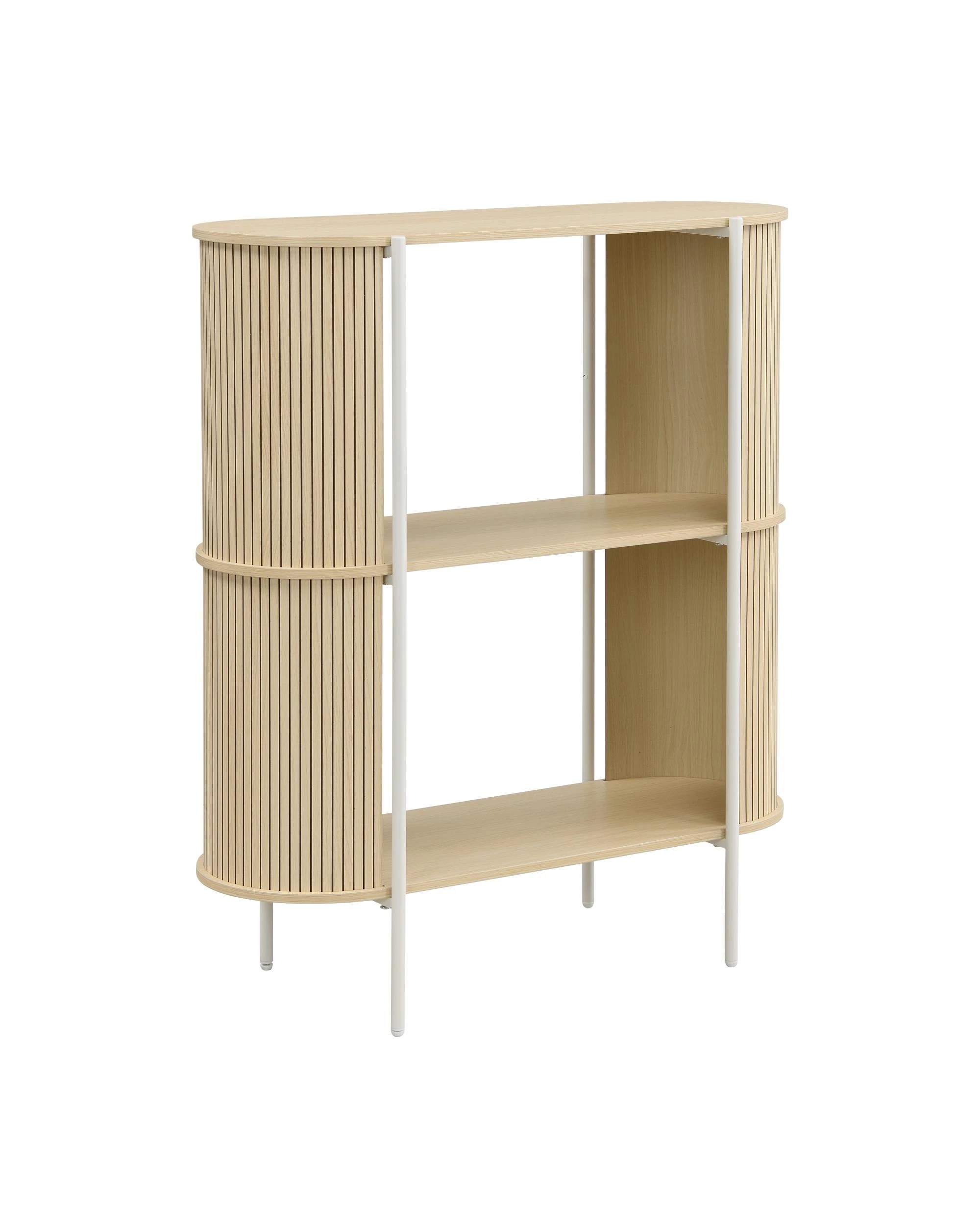 1 Kodu Bookcase Open Shelving 2 Tier Light Oak - White, 1 of 10