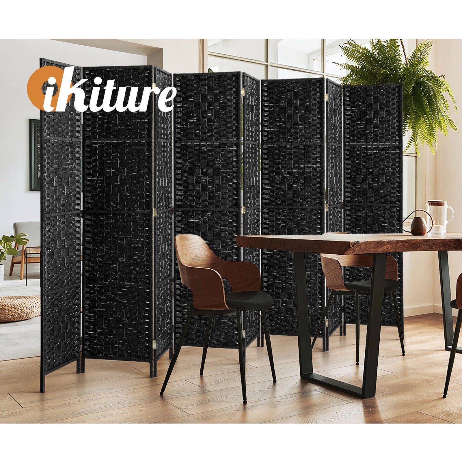 6 Oikiture 8 Panels Room Divider - Black, 6 of 10