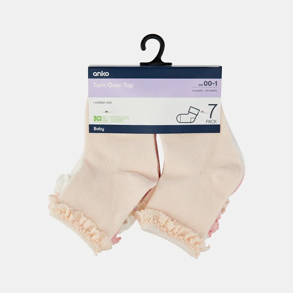 2 7 Pack Turn Over Top Socks Asrtdpnk, 2 of 2