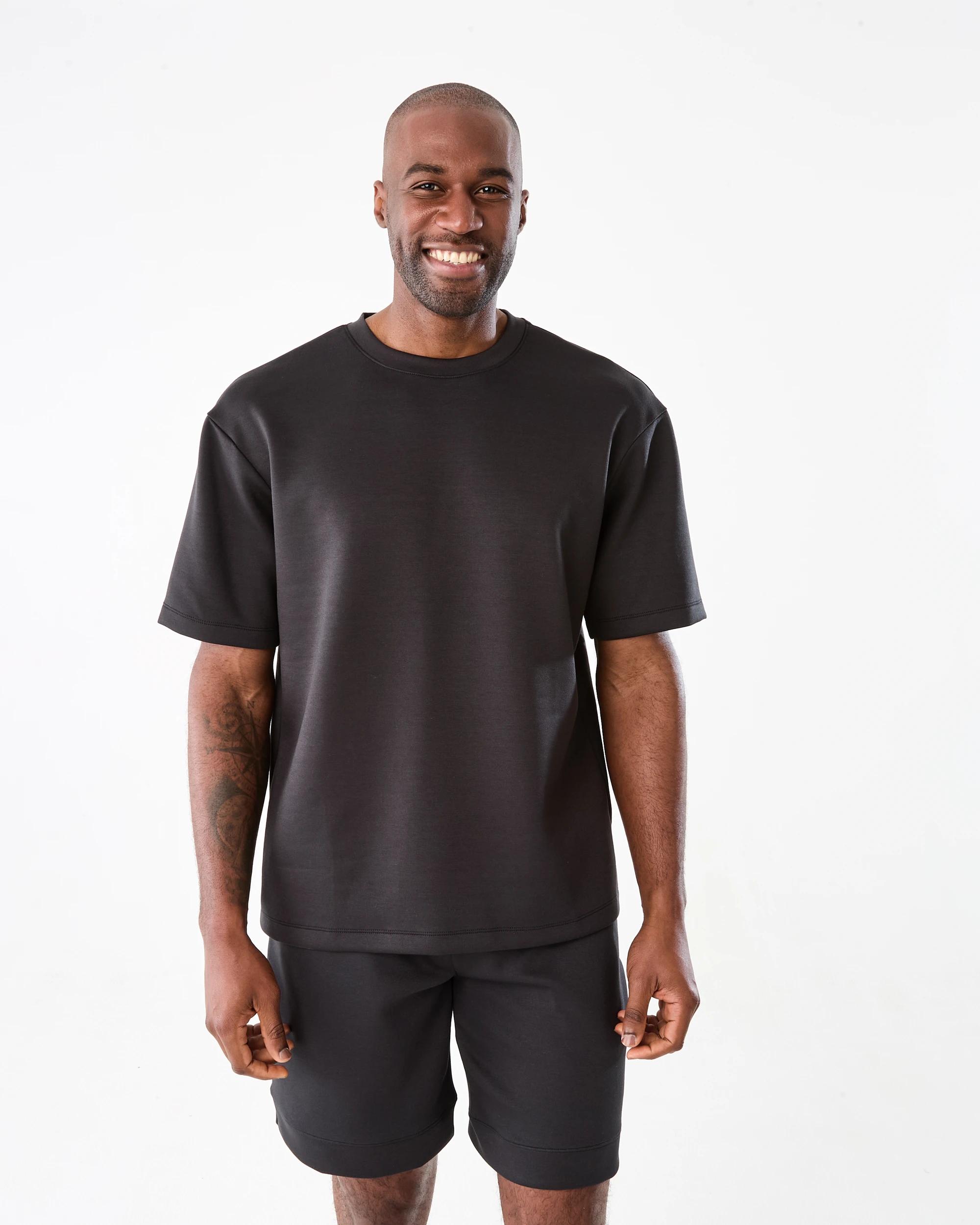 1 Active Mens Oversized Scuba T-shirt BLACK, 1 of 7
