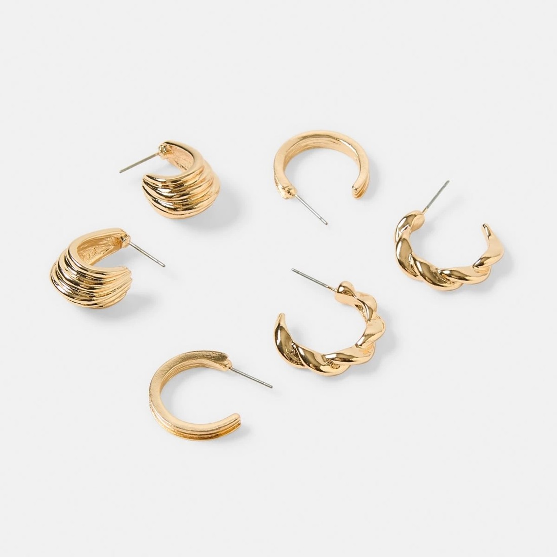 2 3 Pack Mix Hoop Earrings - Gold Tone, 2 of 5
