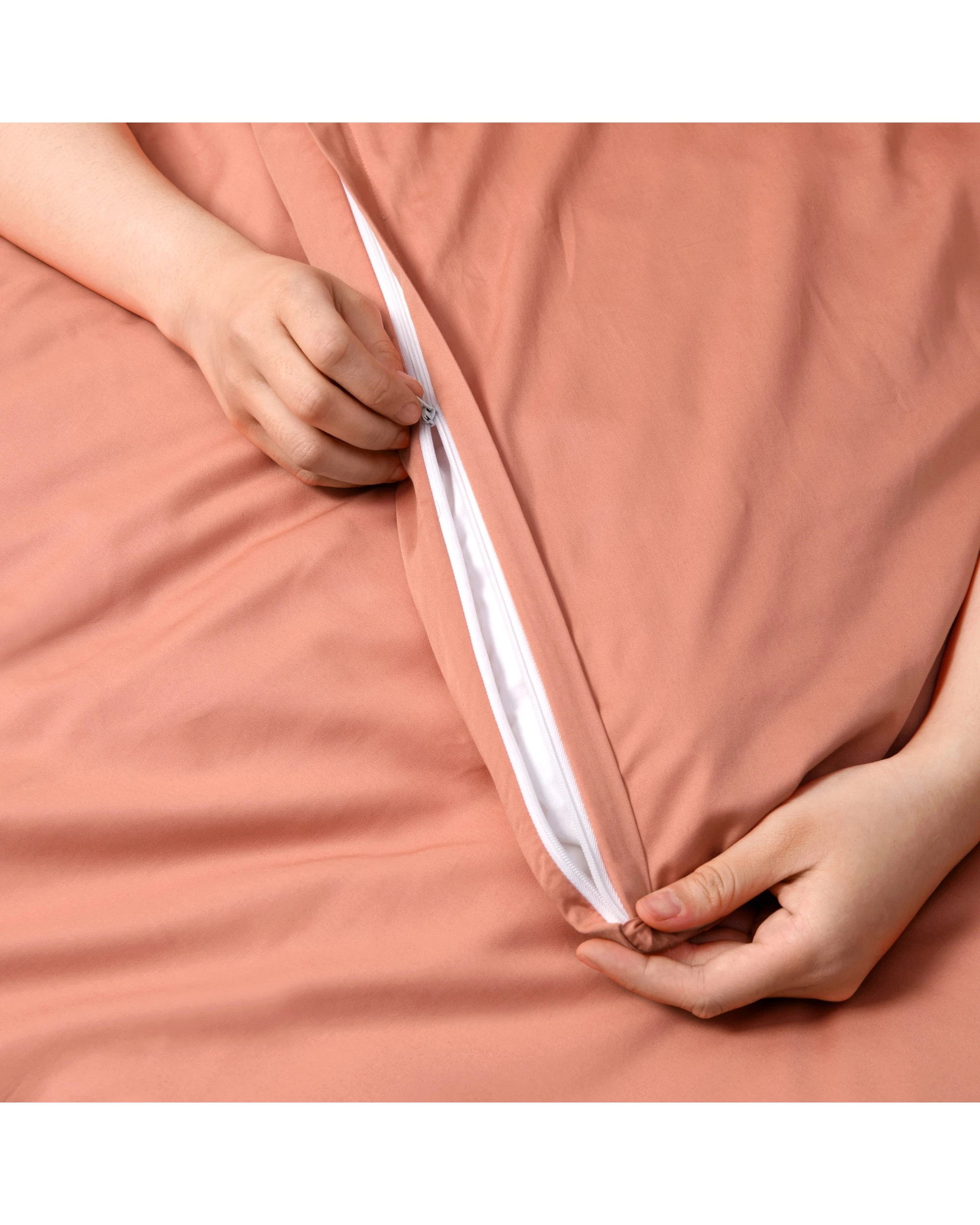 3 Serene 400TC Bamboo Cotton Sateen Quilt Cover Set - Single Bed - Clay, 3 of 5