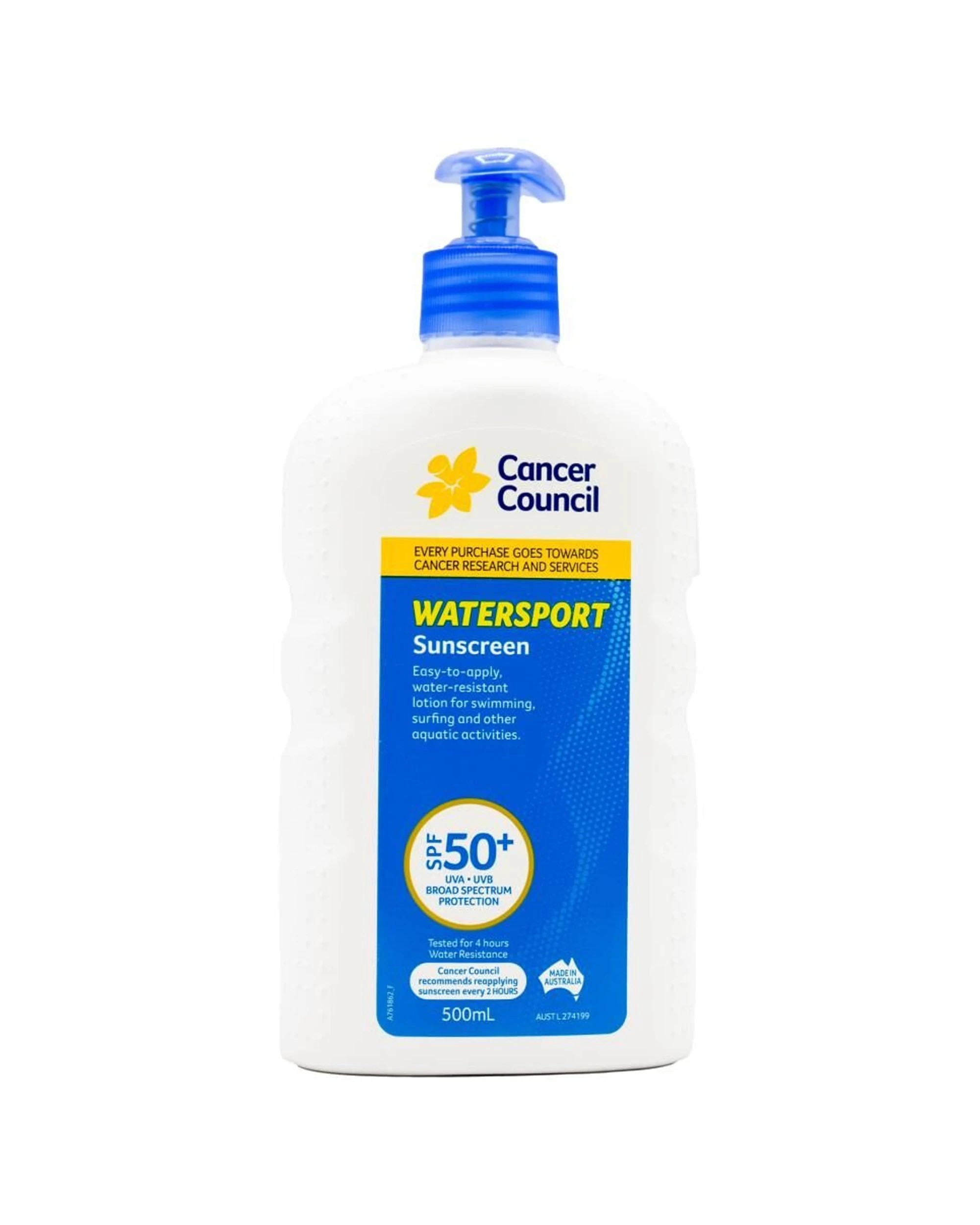 2 Cancer Council 2PK Sunscreen Lotion Watersport SPF50 500ml - Multi, 2 of 3