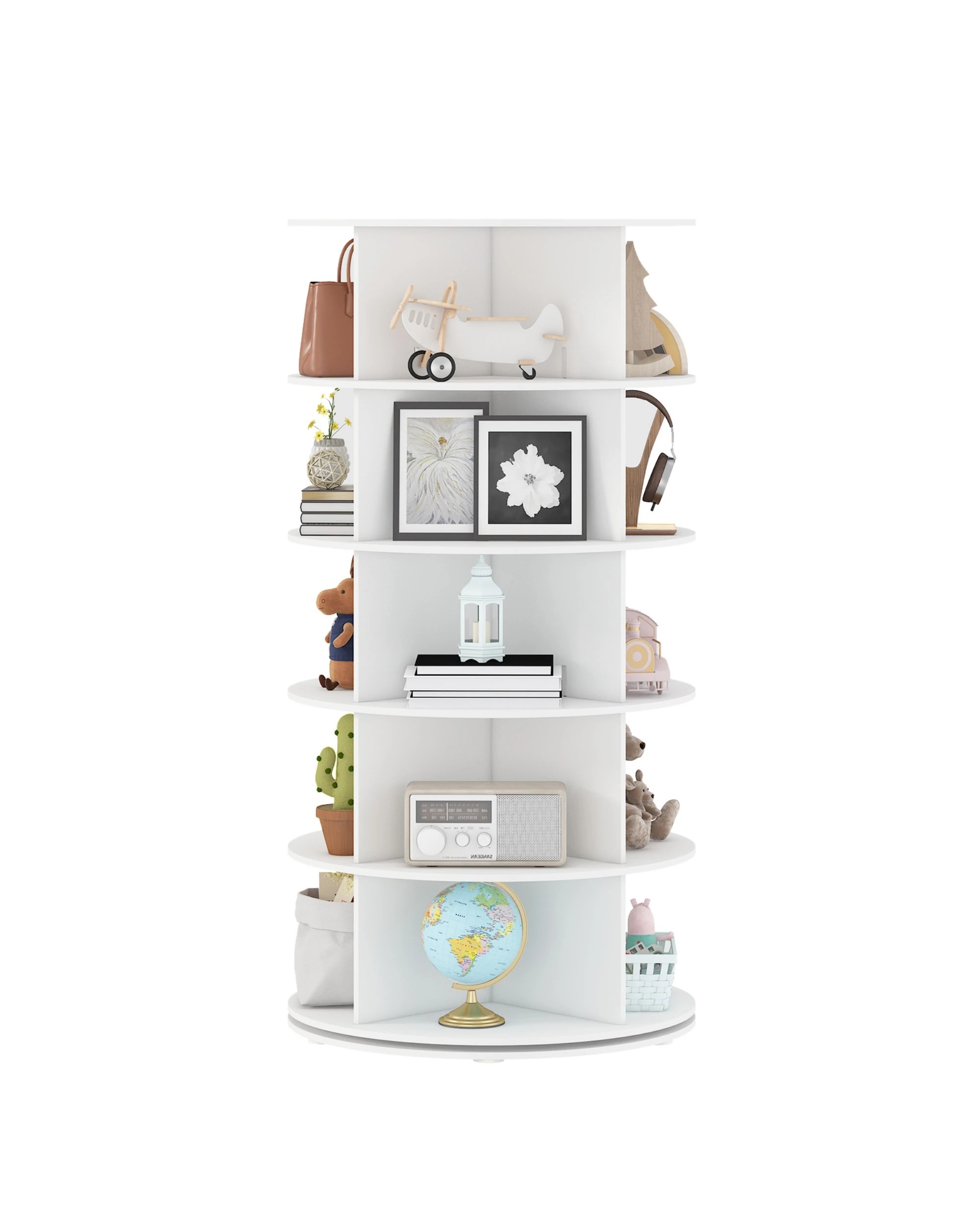 3 Advwin 5 Tier Rotating Shoe Rack Tower 360?Revolving Sneaker Display Rack Round Carousel Shoe Display Lazy Susan, 3 of 9