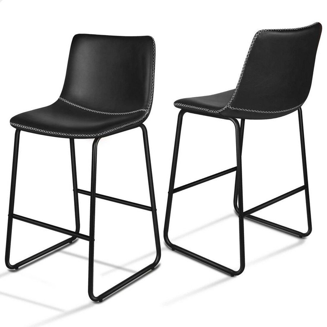 1 Alfordson 2x Bar Stools 66cm Kitchen Counter Metal Vintage Dining Chairs - Black, 1 of 8